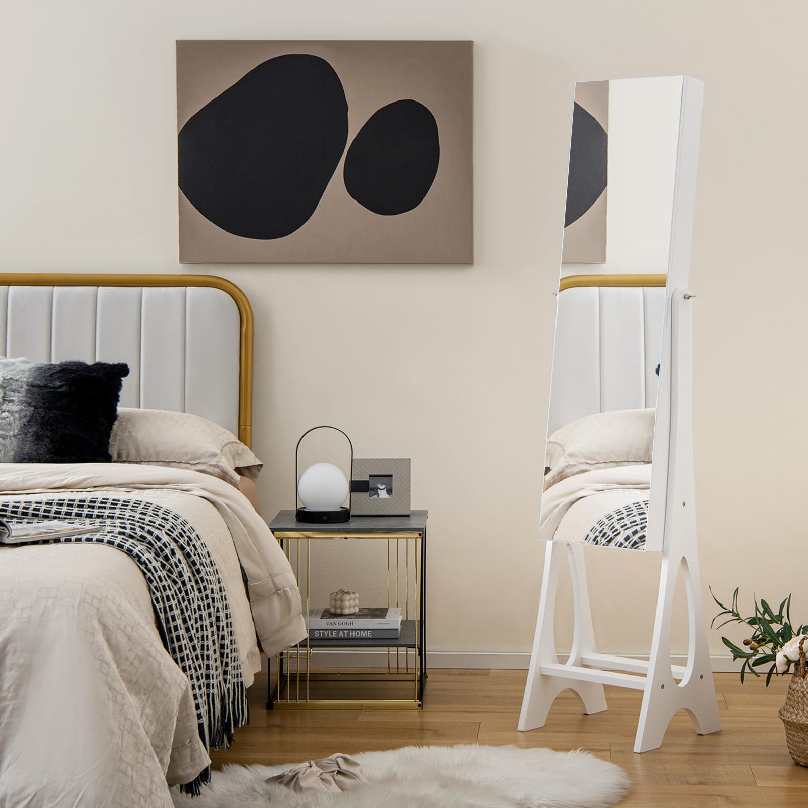 Giantex | 12 LEDs Jewelry Armoire Cabinet with Full-length Mirror