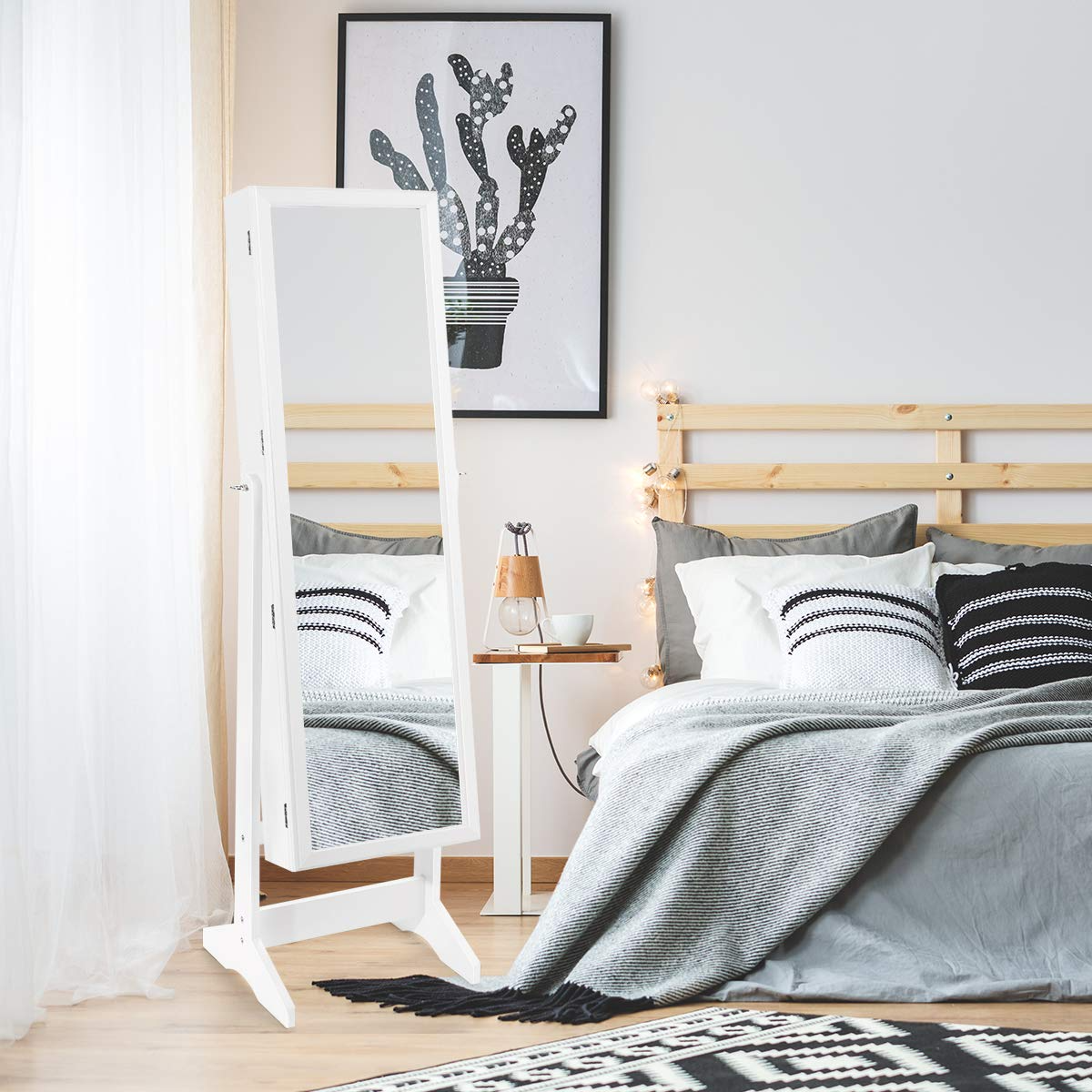 CHARMAID Freestanding Lockable Jewelry Organizer Box with Large Storage Capacity