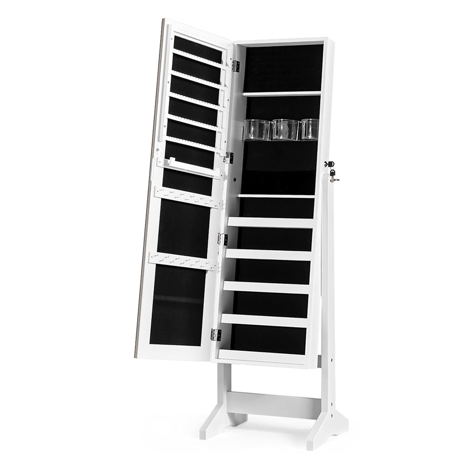 CHARMAID Jewelry Armoire Cabinet with Frameless Full Length Mirror