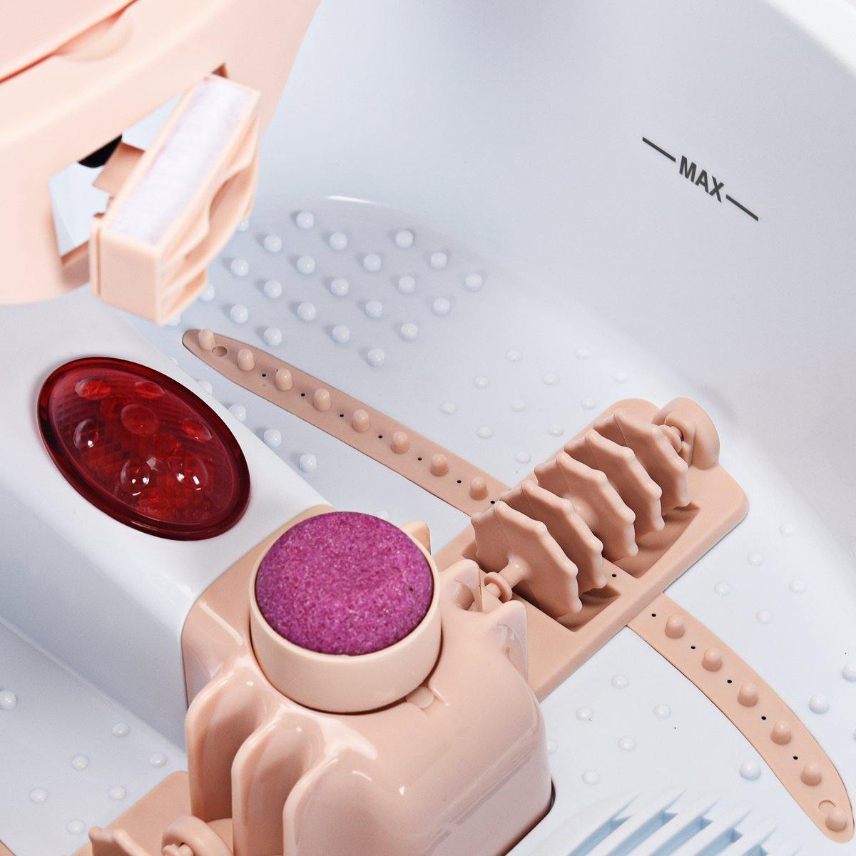 Giantex Foot Bath Massager Spa, Double-Layer Barrel Non-Cracking Foot Baths w/Callus Remover (Pink)