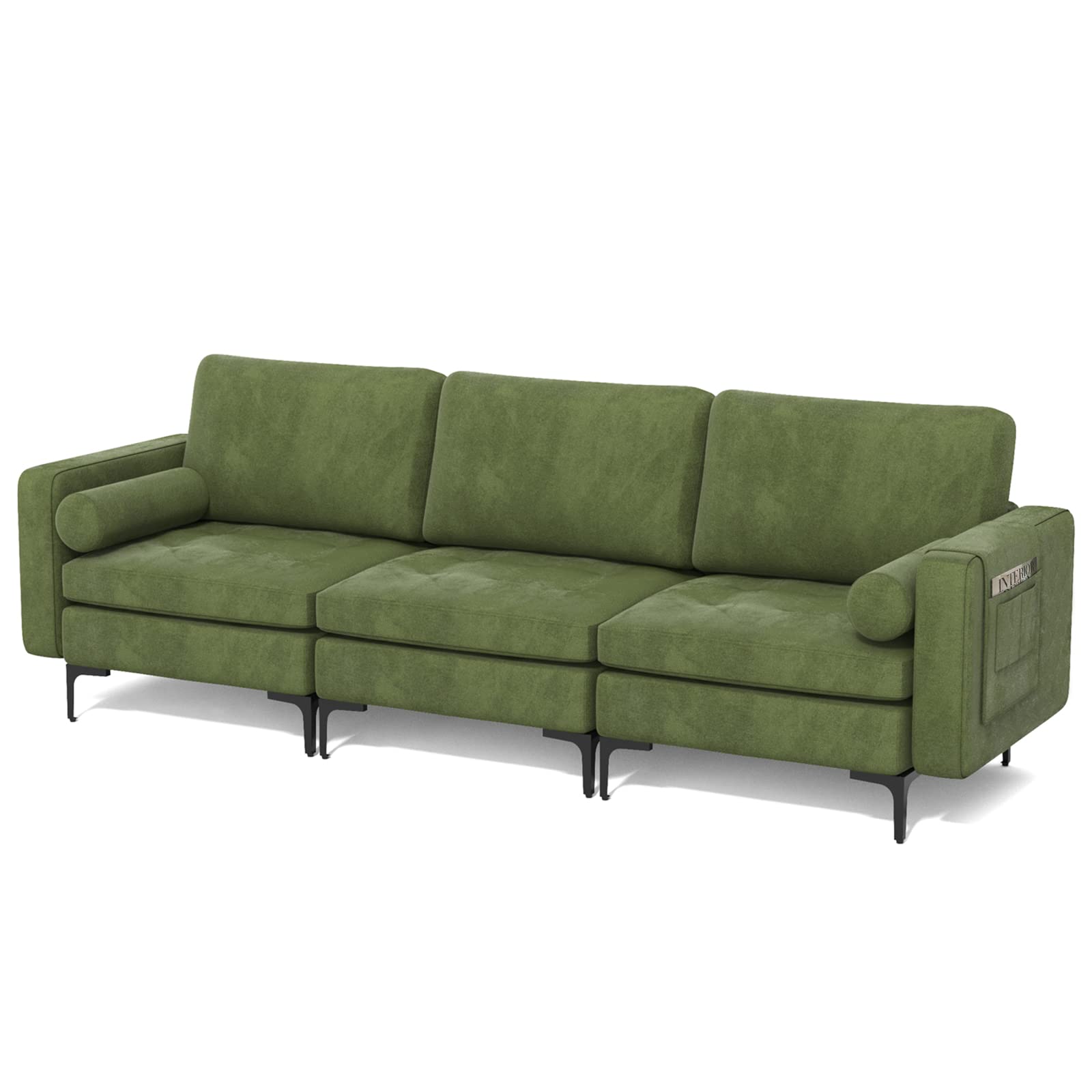 Giantex 97" Sectional Sofa Couch, 3-Seater Modular Sleeper with USB Ports