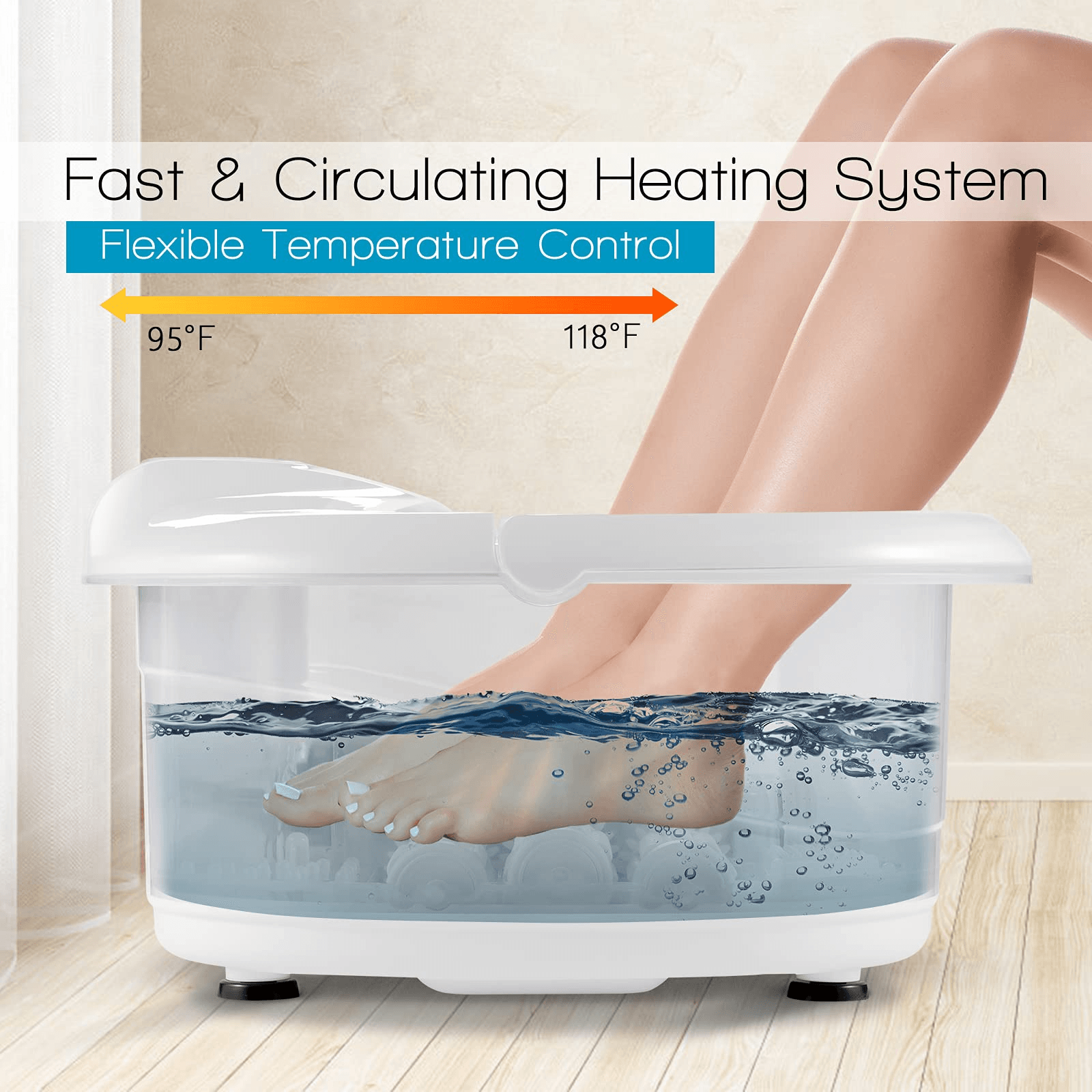 Giantex Foot Spa Bath Massager with Heat Bubbles, 6 Motorized Massage Rollers