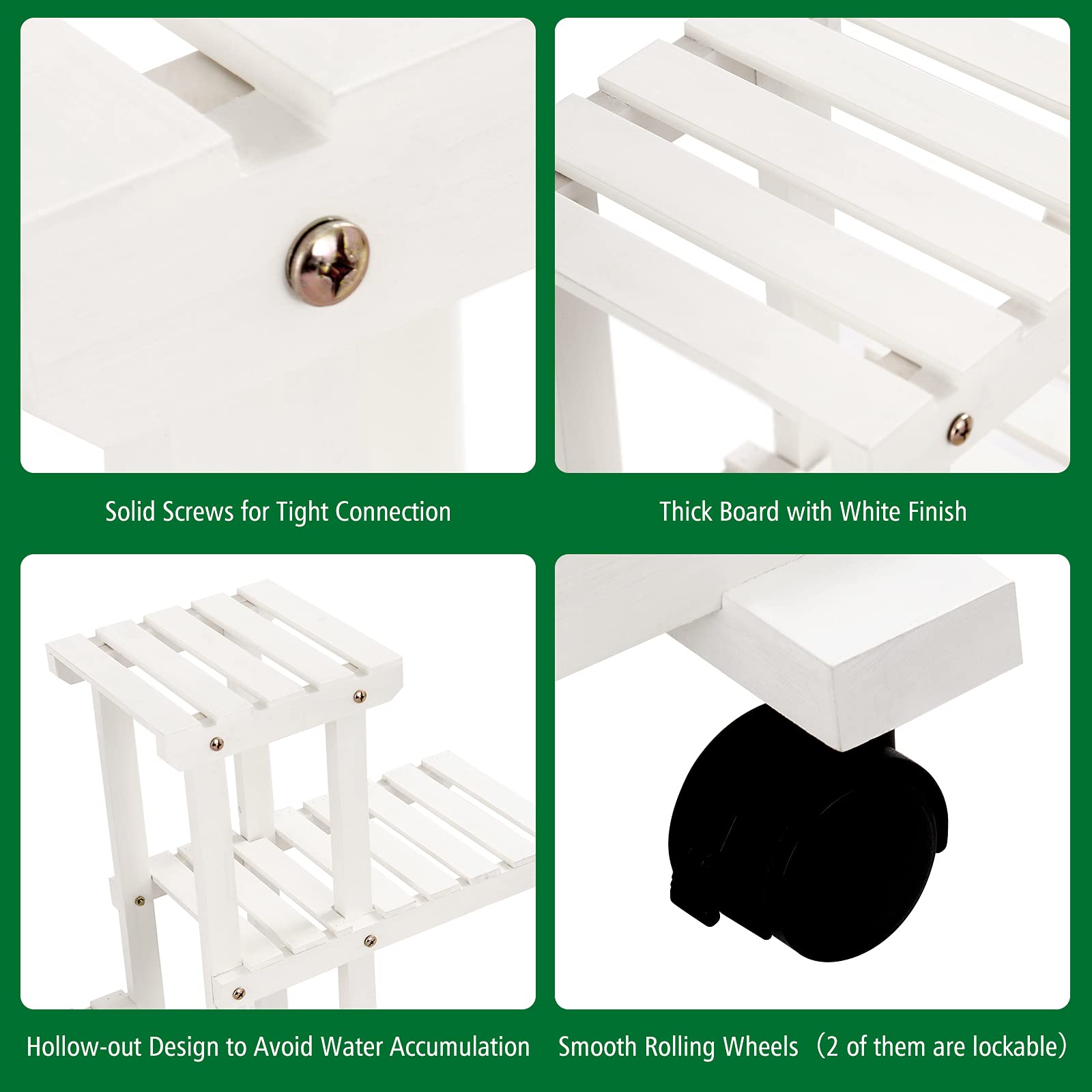 Giantex Rolling Flower Rack Wood Plant Stand on Wheels