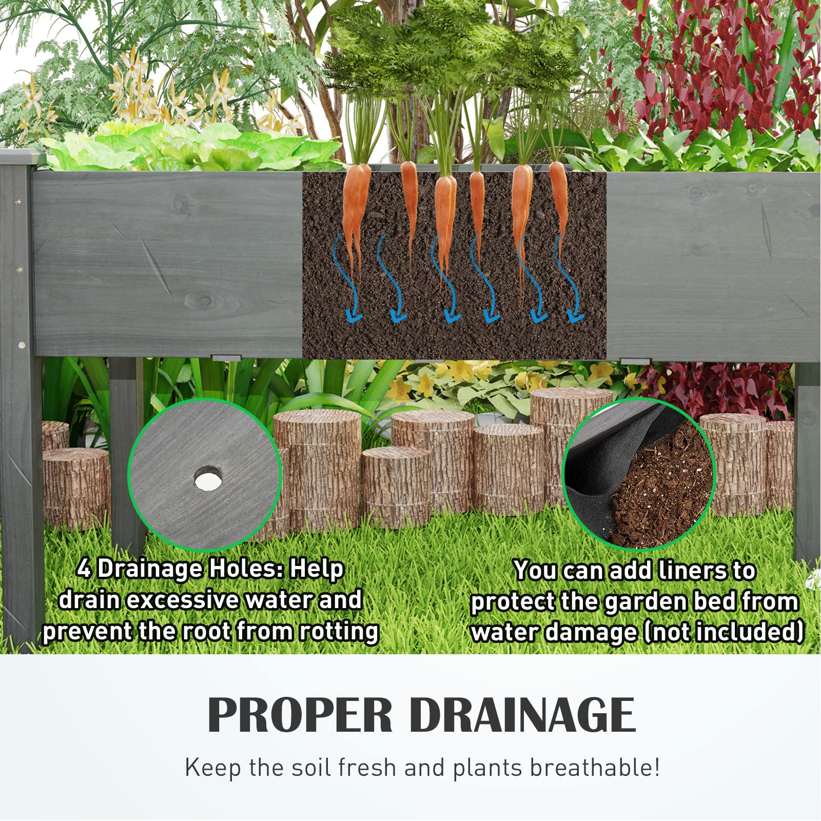 Raised Garden Bed with Legs, 49" L x 23" W x 30" H