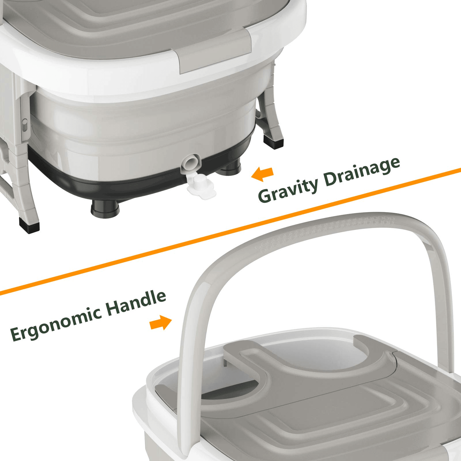 Giantex 6 in 1 Foot Spa Bath Massager Collapsible, Pedicure Tub Bath w/Folding Cover, Feet Salon Tub (Blue/Gray)