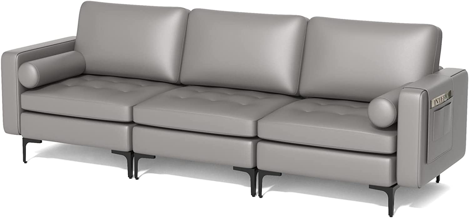 Giantex 97" Sectional Sofa Couch, 3-Seater Modular Sleeper with USB Ports
