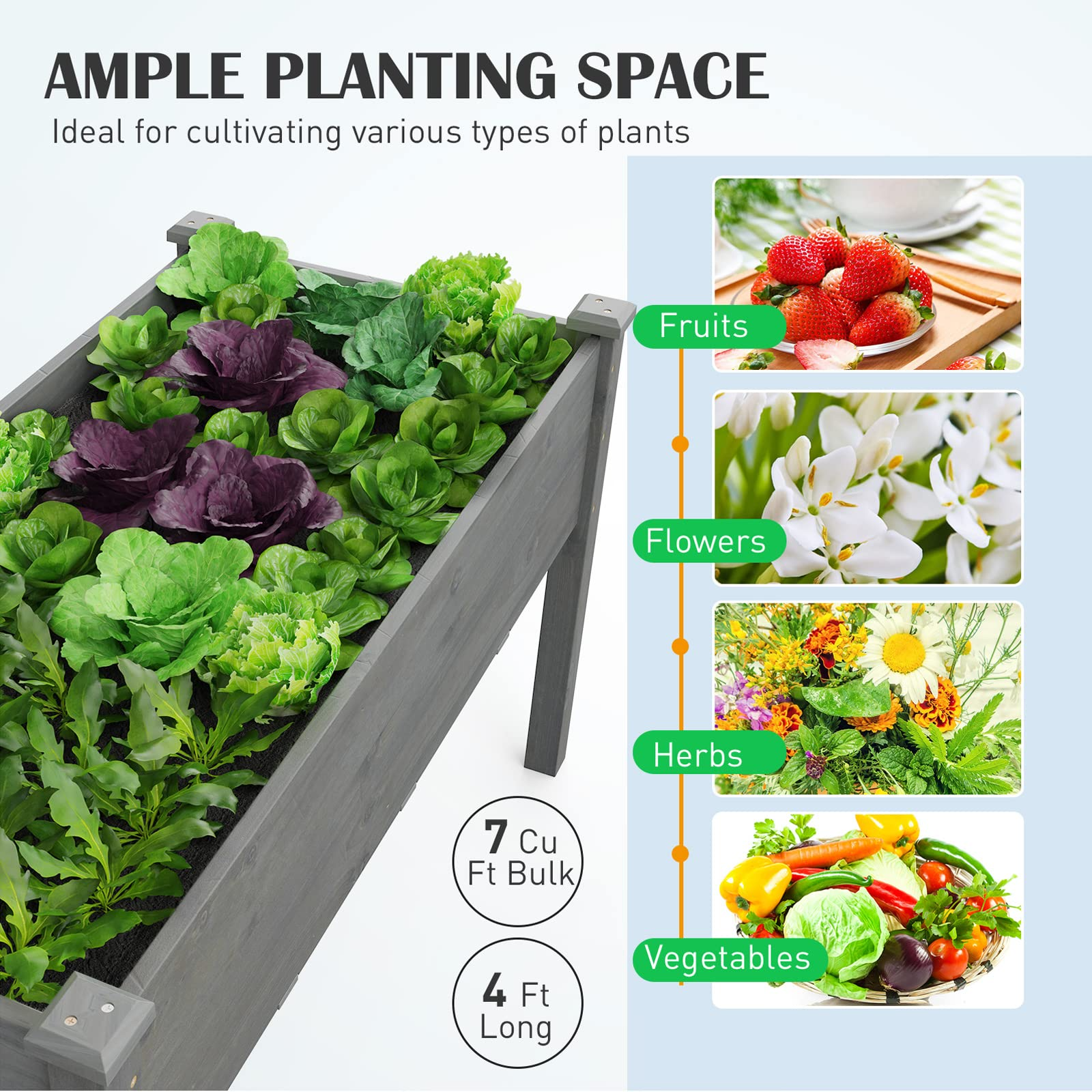 Raised Garden Bed with Legs, 49" L x 23" W x 30" H