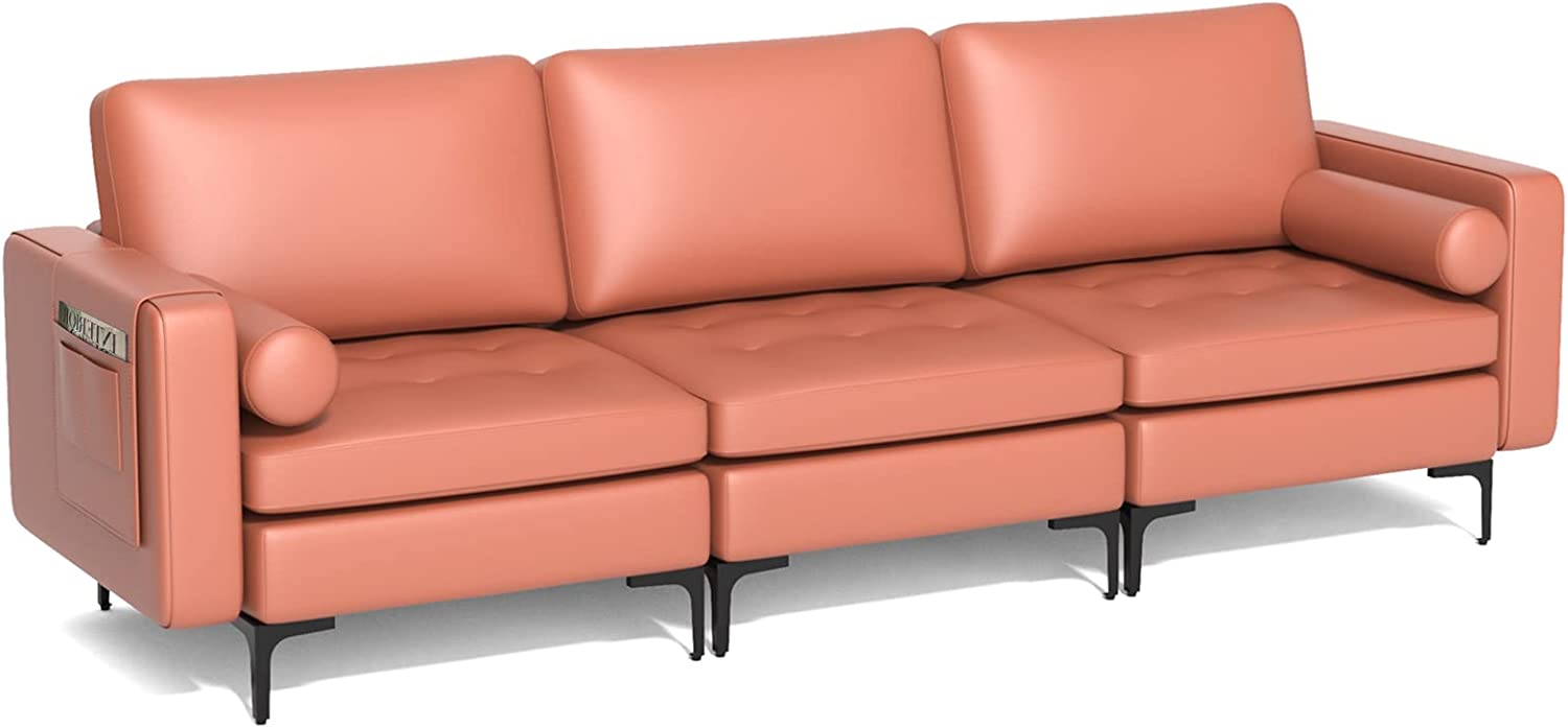 Giantex 97" Sectional Sofa Couch, 3-Seater Modular Sleeper with USB Ports