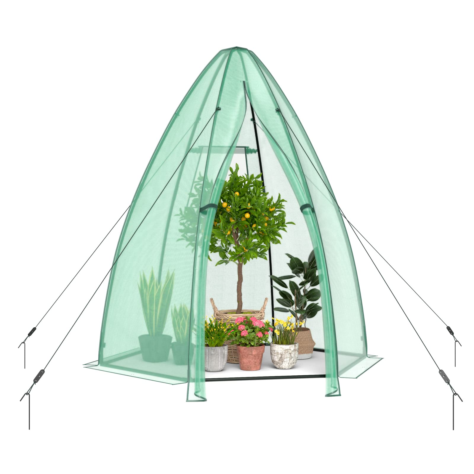 Giantex Portable Walk-in Greenhouse - 5.5’x5.5’x6’ PE Cover, Roll-up Zippered Door, Window