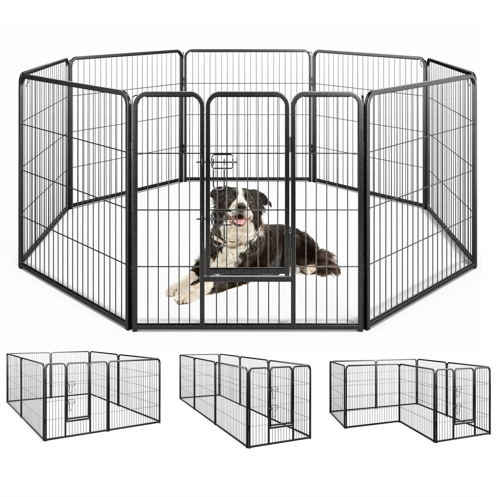Giantex Dog Playpen Outdoor 32" H - 8/16 Panels Metal Pet Fence for Medium Dogs, Heavy Duty Dog Pen Exercise Fence with Door