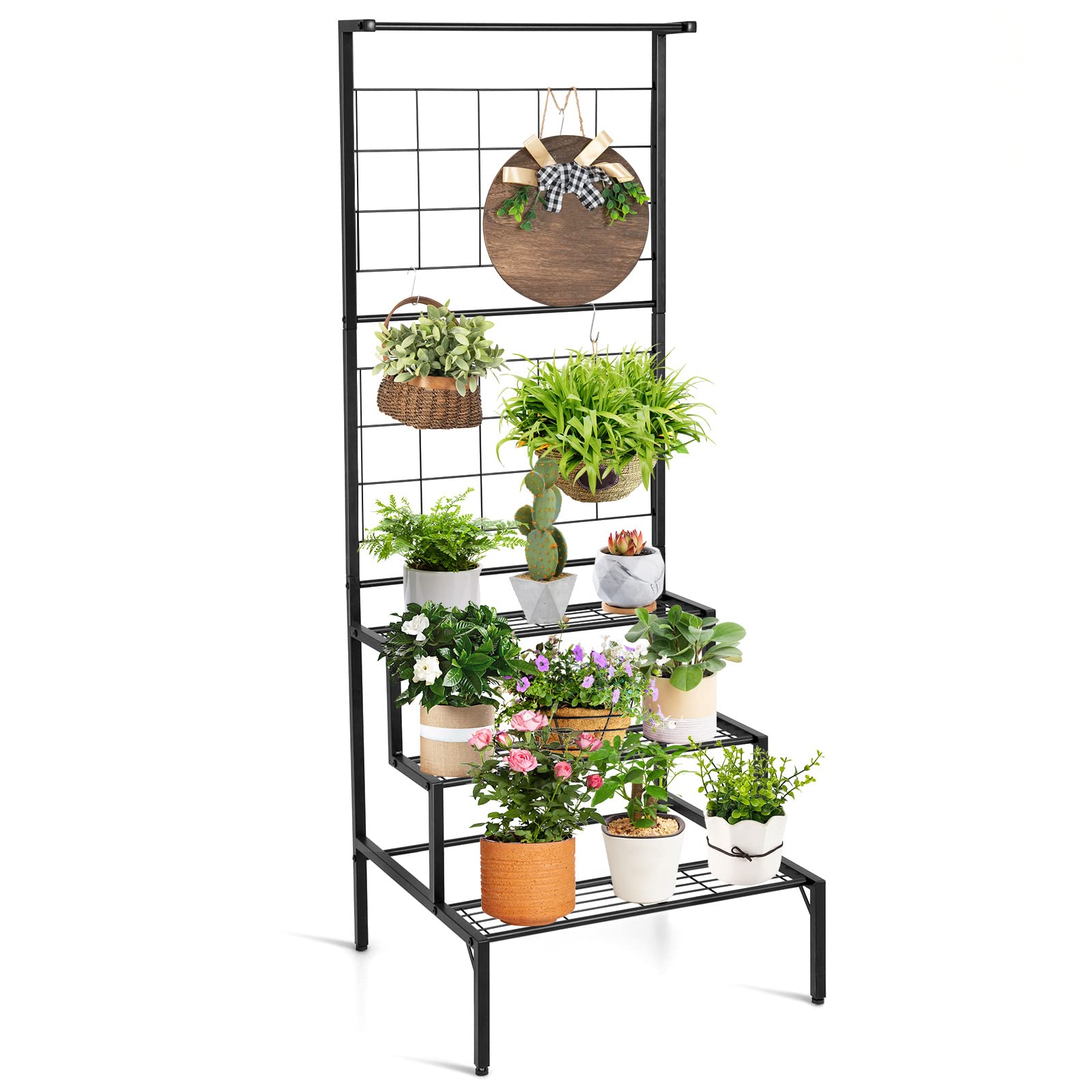 Giantex 3-Tier Hanging Plant Stand Indoor, Tall Ladder Plant Shelf