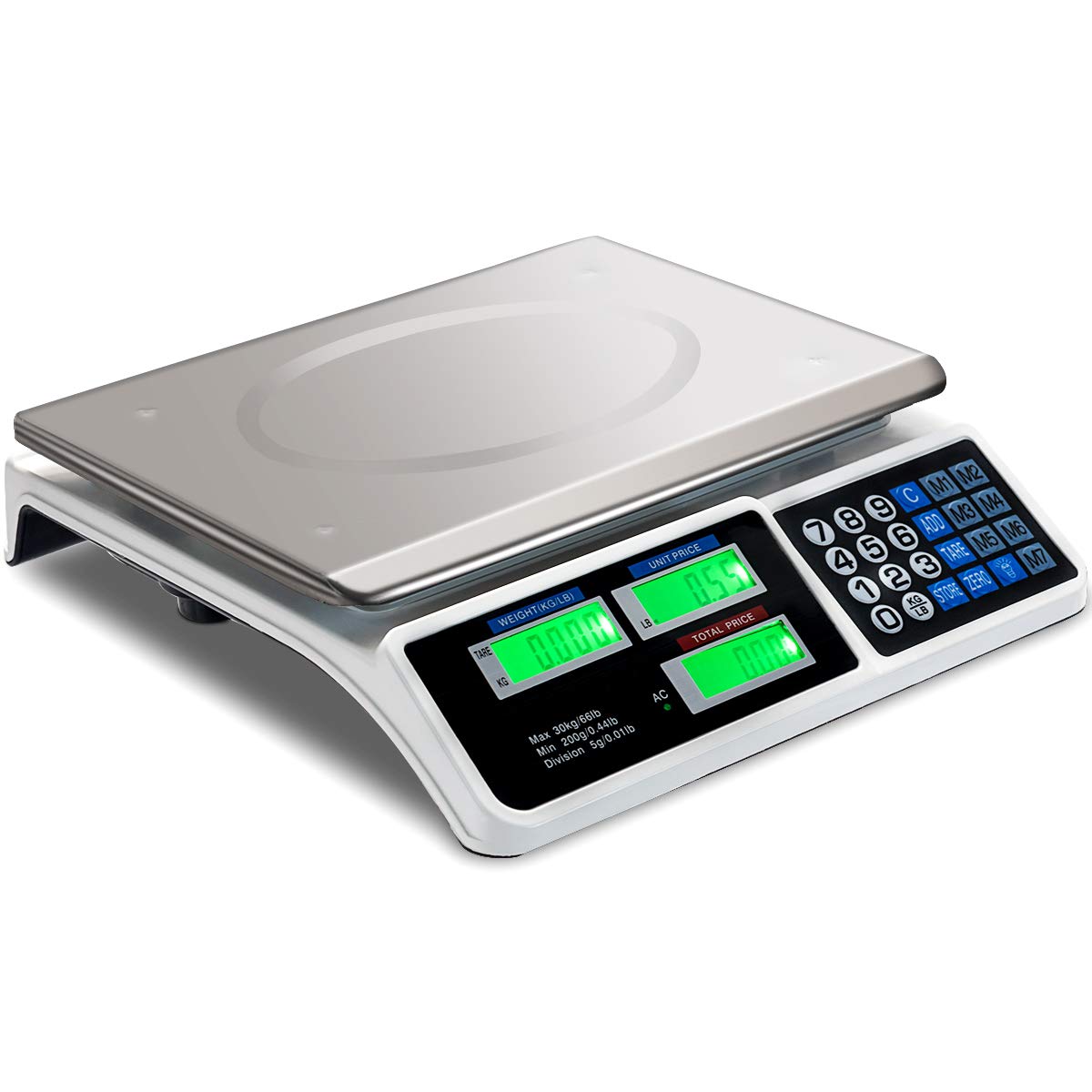 Giantex 66 lbs Digital Food Scale, Commercial LCD Digital Scale w/ Computing Price, Stainless Steel Electronic Scale