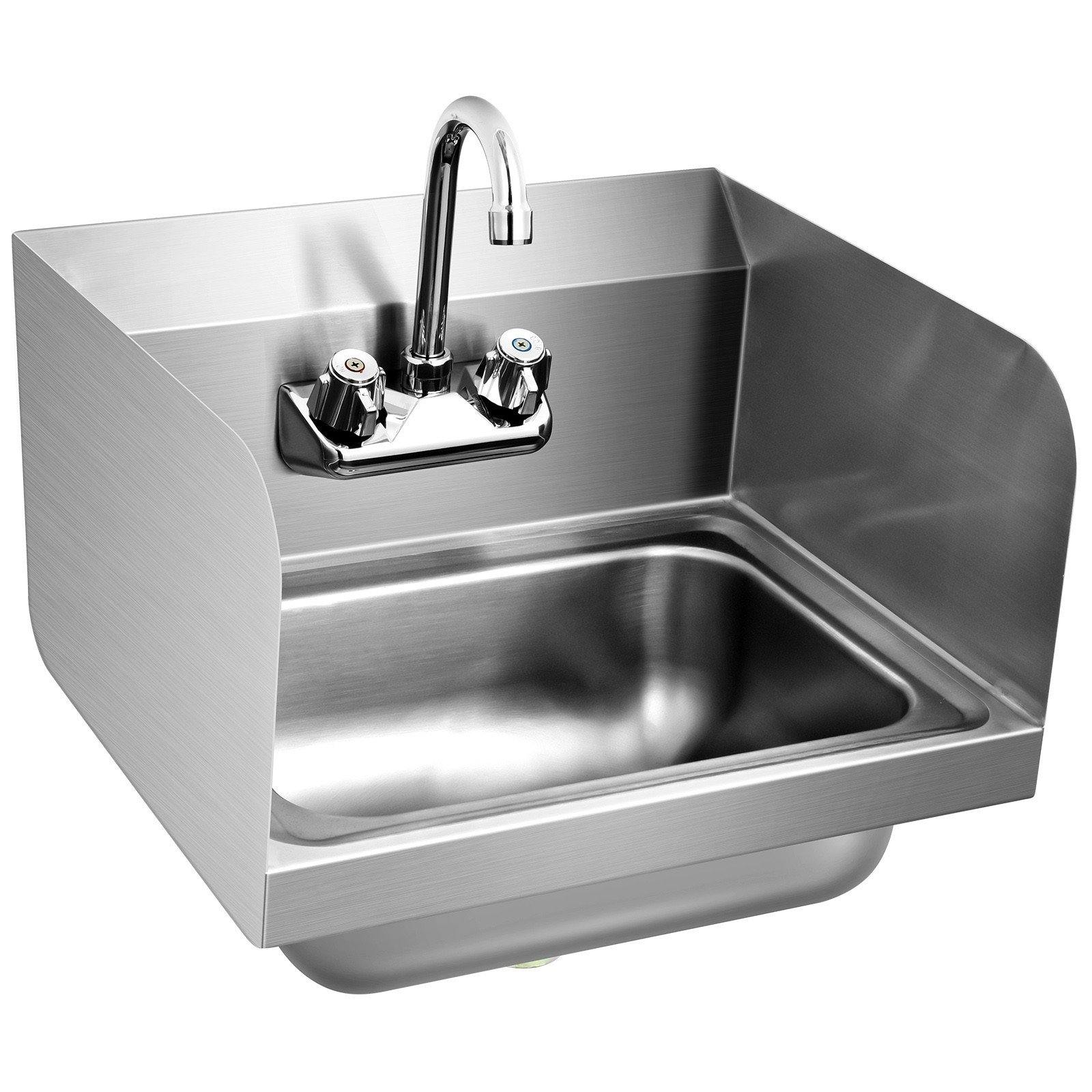 Giantex Stainless Steel Hand Washing Sink, Wall Mount Hand Sink w/ Faucet, 17" x 15"