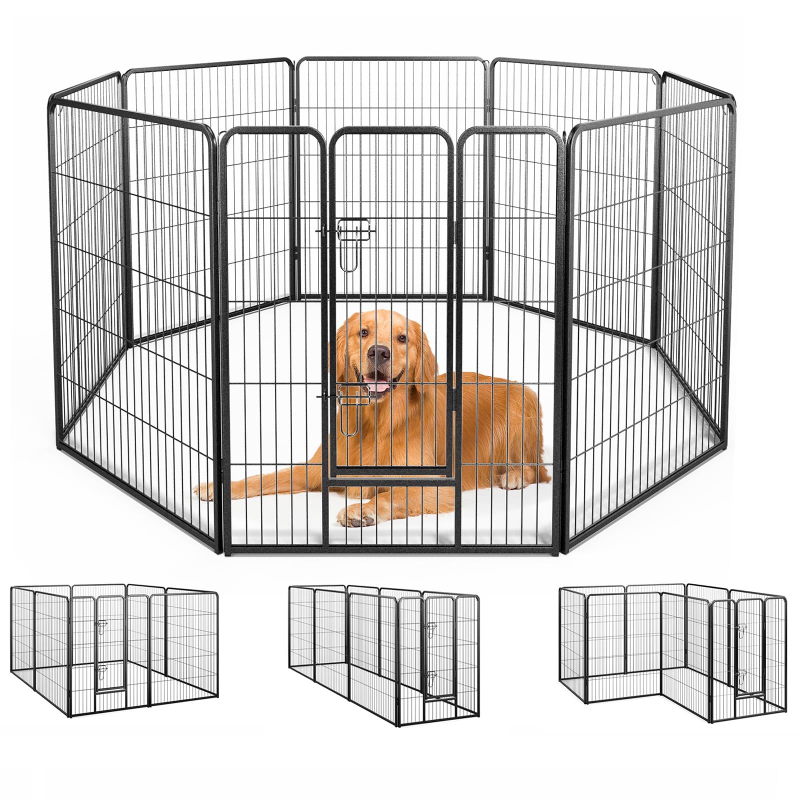 Giantex Dog Playpen Outdoor 40" H - 8/16 Panels Metal Pet Fence for Large Dogs, Heavy Duty Dog Pen Exercise Fence with Door