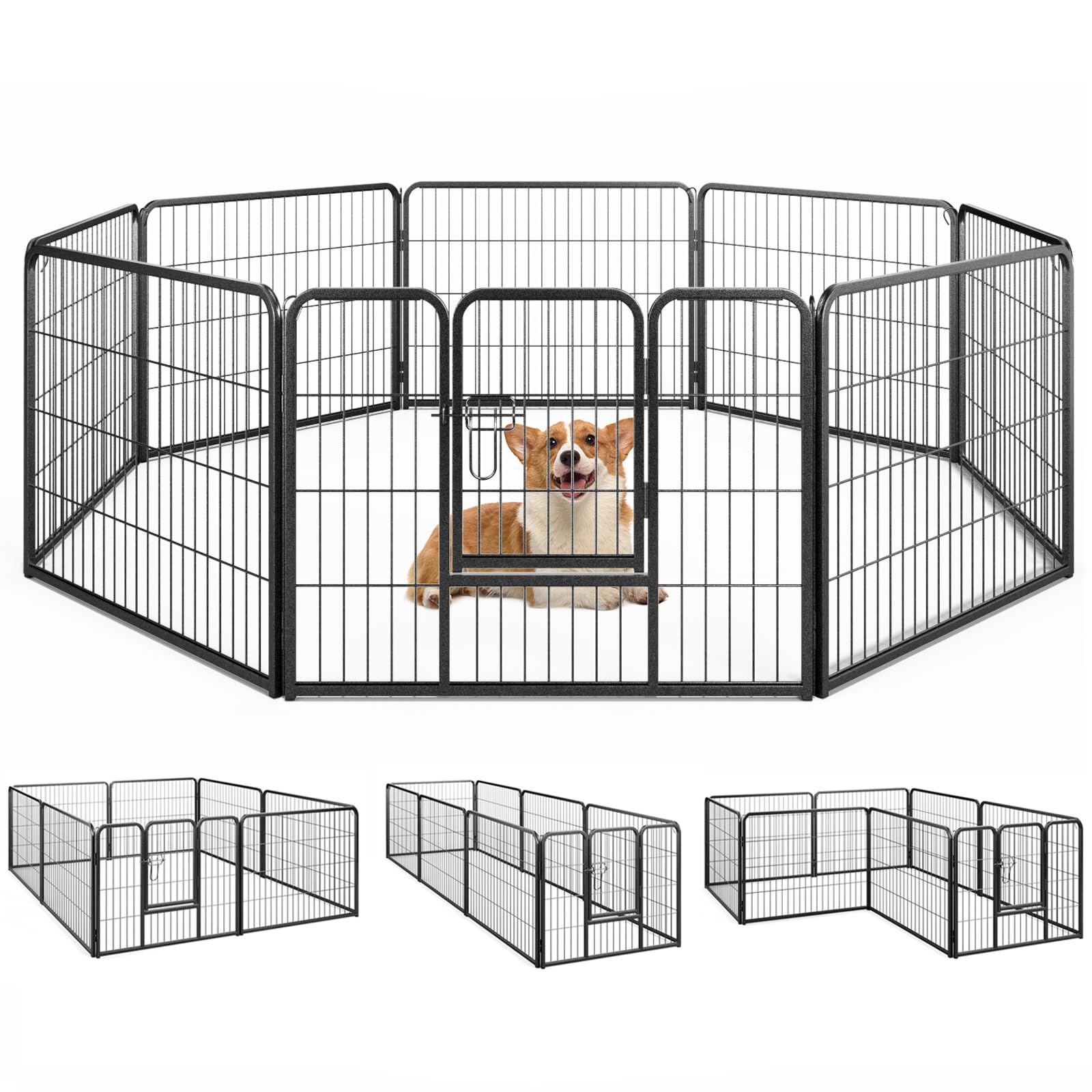 Giantex Dog Playpen Outdoor 24" H - 8/16 Panels Metal Pet Fence for Puppies Small Dogs, Portable Dog Fence for Yard Garden RV Camping