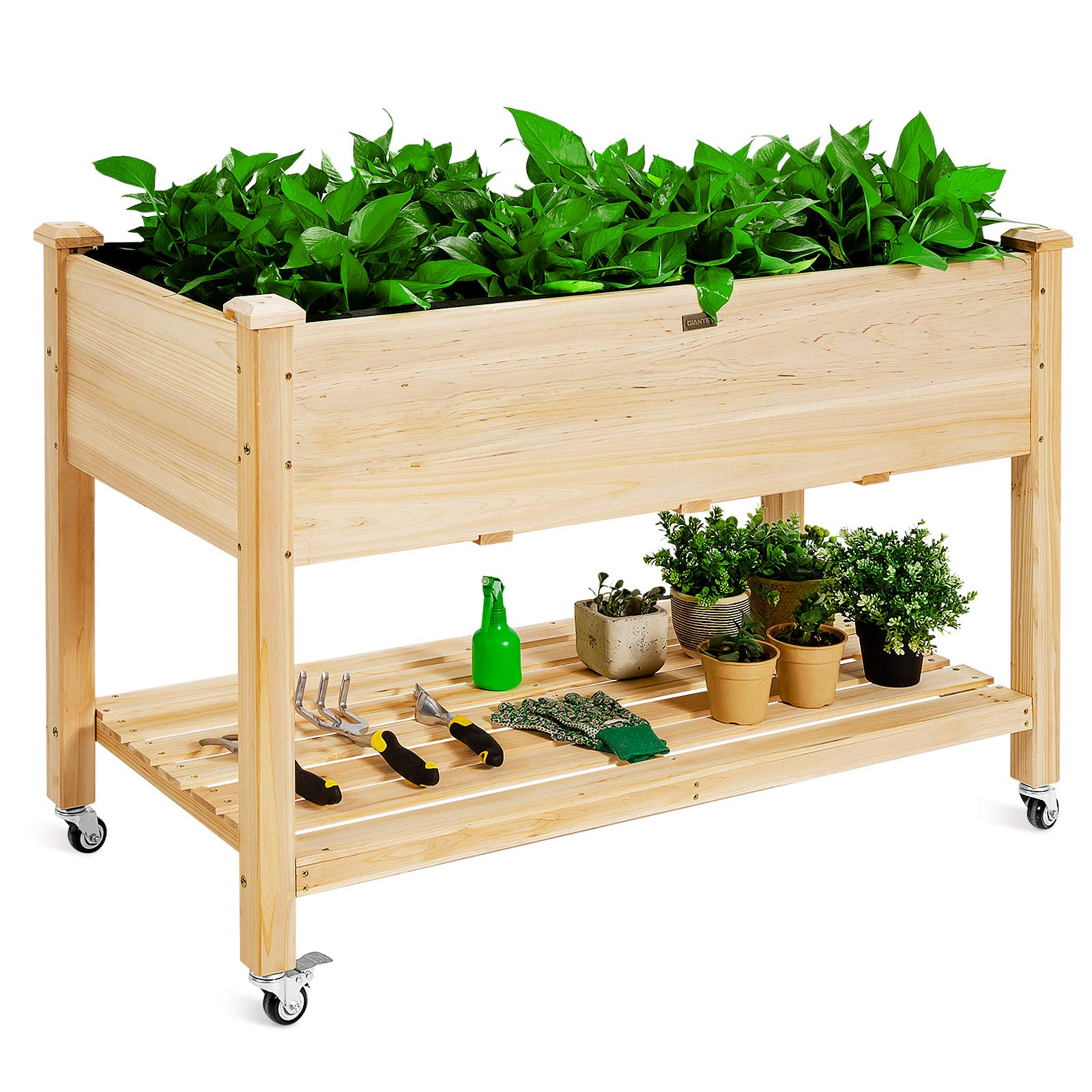 Raised Garden Bed on Wheels, 47.5" L X 23.5" W X 33" H