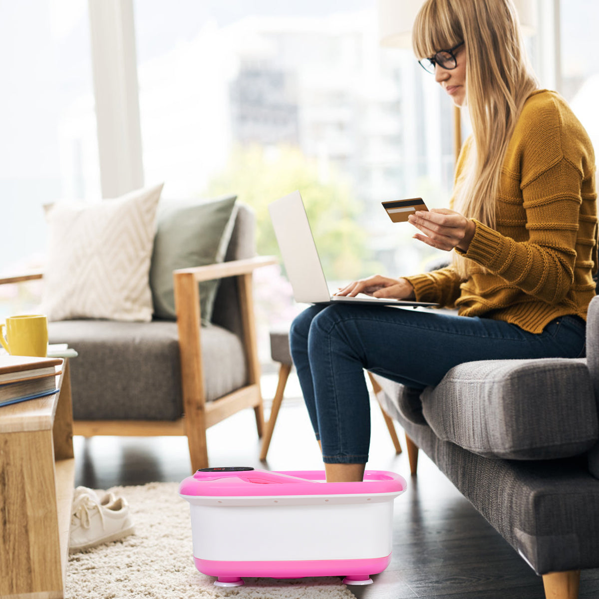 Giantex Foot Spa Bath Massager with Automatic Massage Rollers