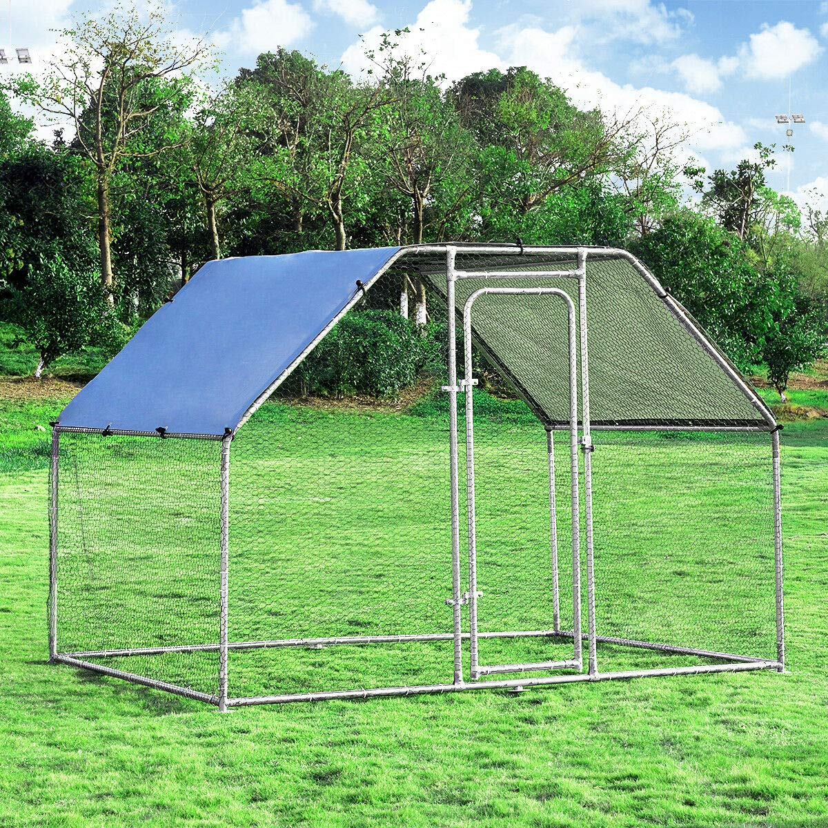 Giantex Large Metal Chicken Coop Walk-in Chicken Coops Hen Run House Shade Cage