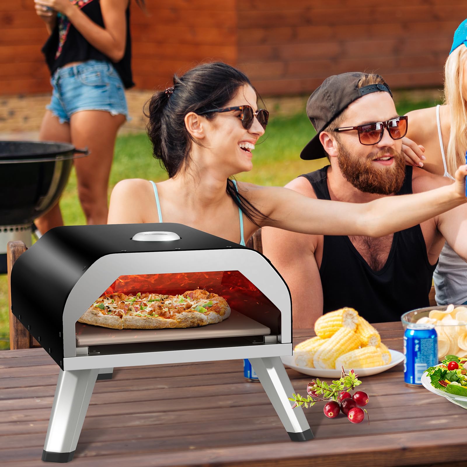 Giantex Gas Pizza Oven, 15,000 BTUs Outdoor Propane Pizza Maker with 12 inch Pizza Stone