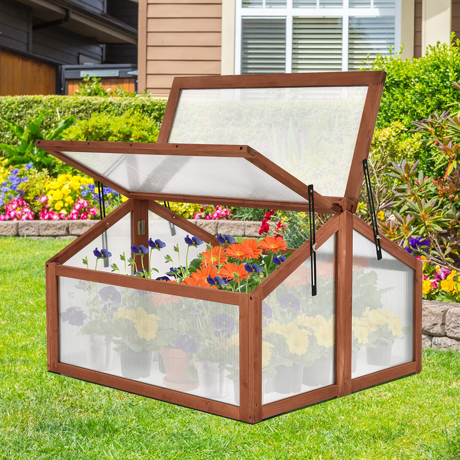 Garden Portable Wooden Cold Frame Flower / Planter Protection