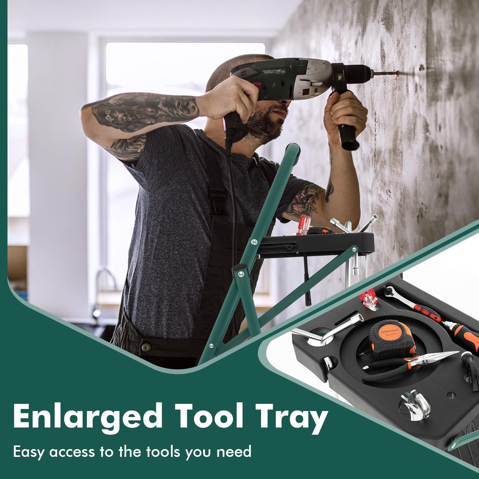 Giantex 4 Step Ladder with Utility Tray, Folding Step Stool with Anti-Slip Footpads