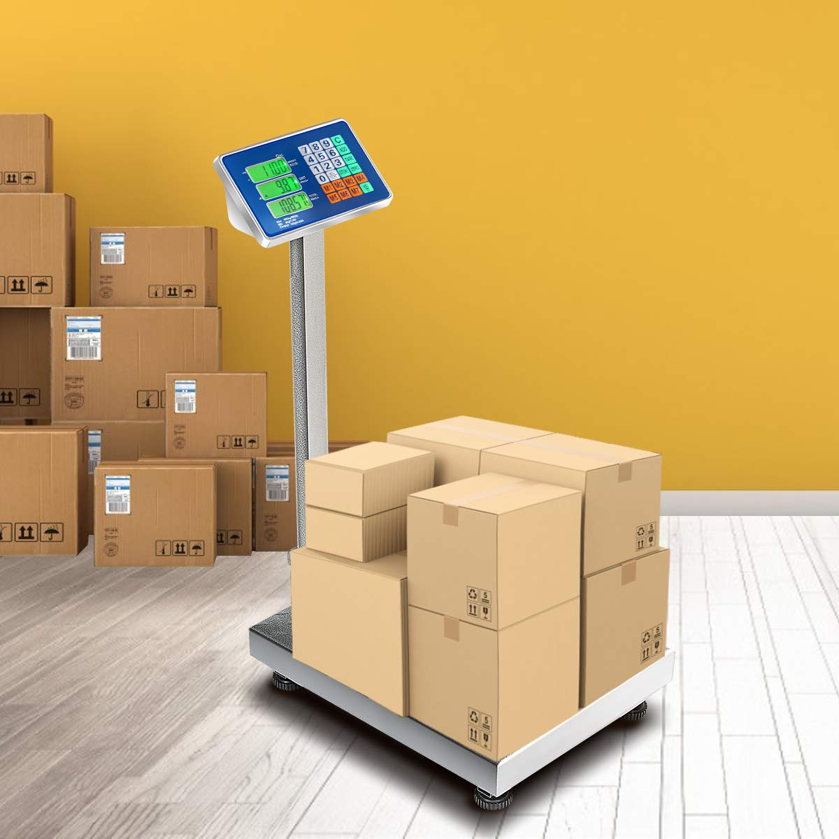 Giantex 660lbs Weight Computing Digital Scale Floor Platform Scale for Weighing Luggage (Silver)