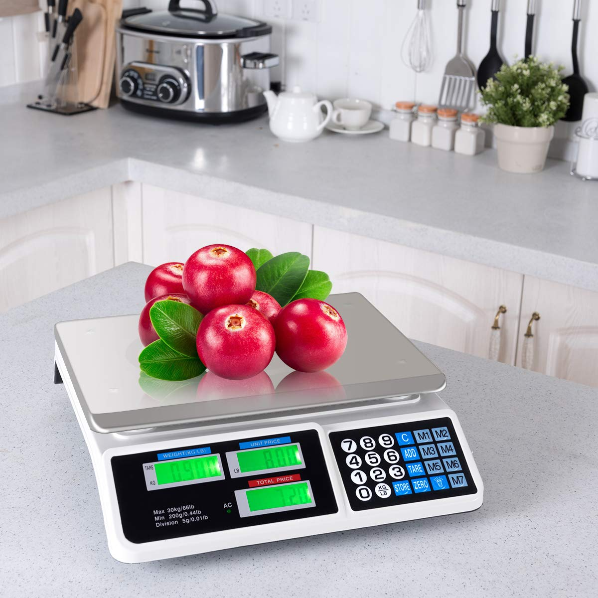 Giantex 66 lbs Digital Food Scale, Commercial LCD Digital Scale w/ Computing Price, Stainless Steel Electronic Scale