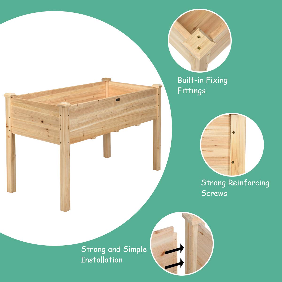 Raised Garden Bed Kit (49.5" X 23.5" X 30.0")