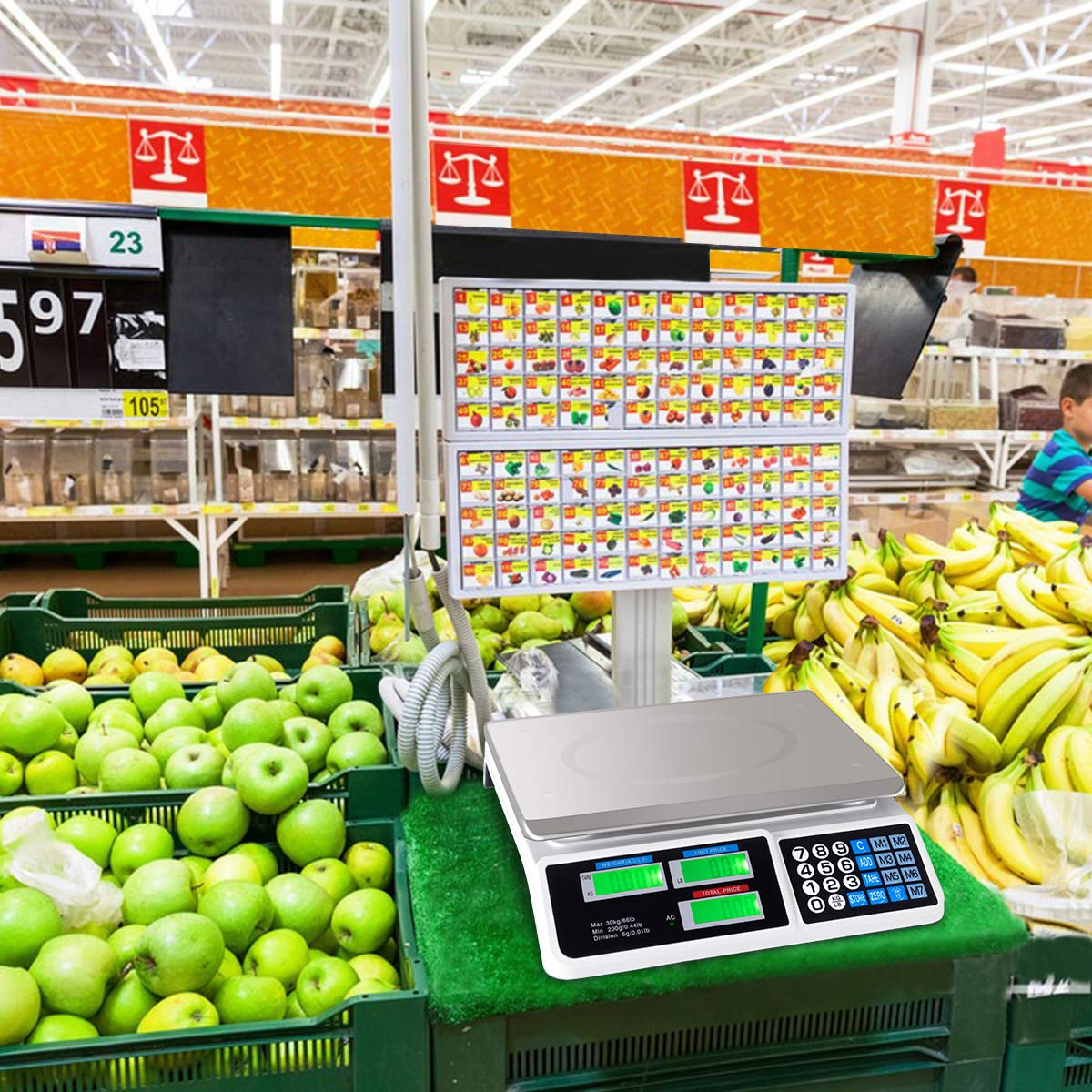 Giantex 66 lbs Digital Food Scale, Commercial LCD Digital Scale w/ Computing Price, Stainless Steel Electronic Scale