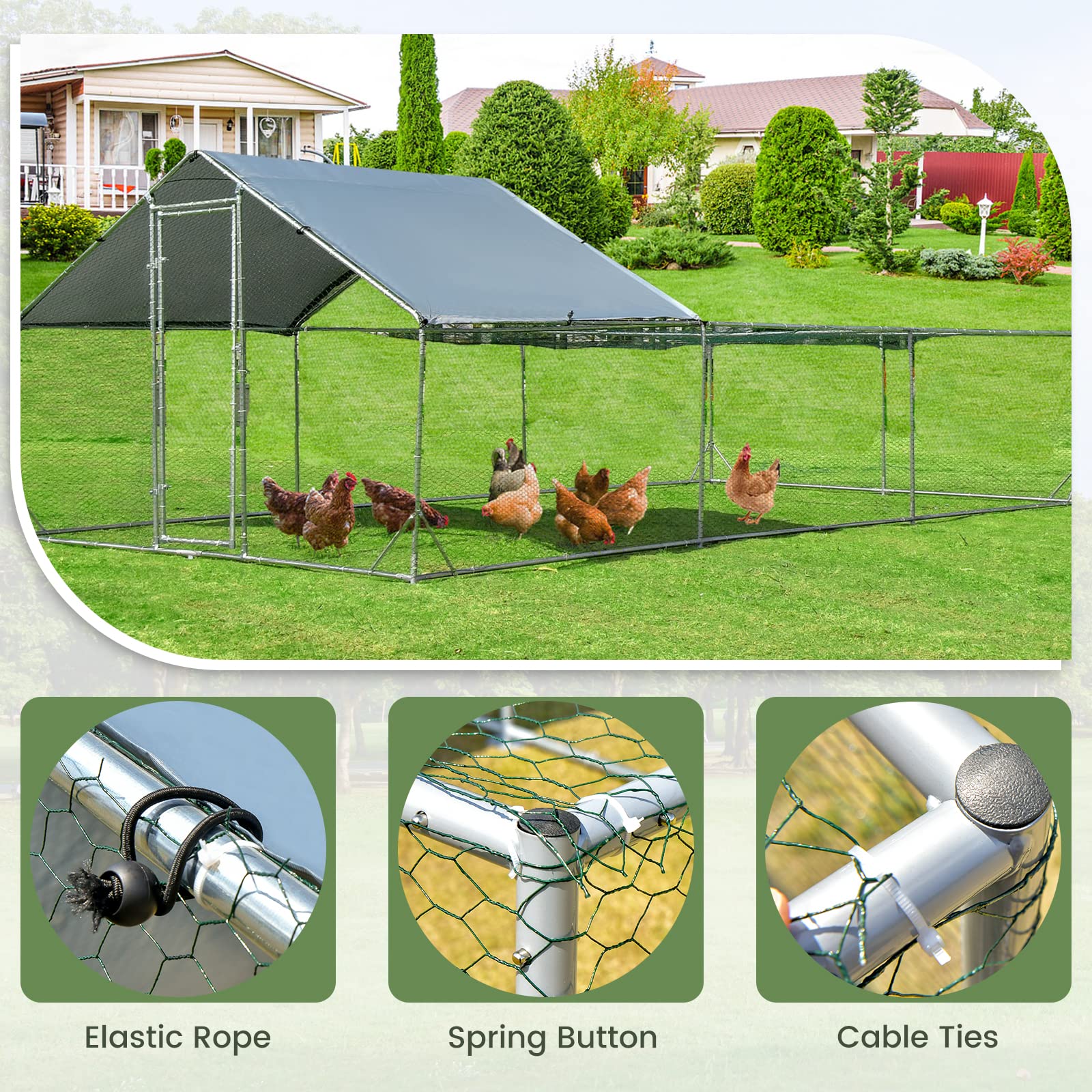 Giantex 20ft Large Metal Chicken Coop