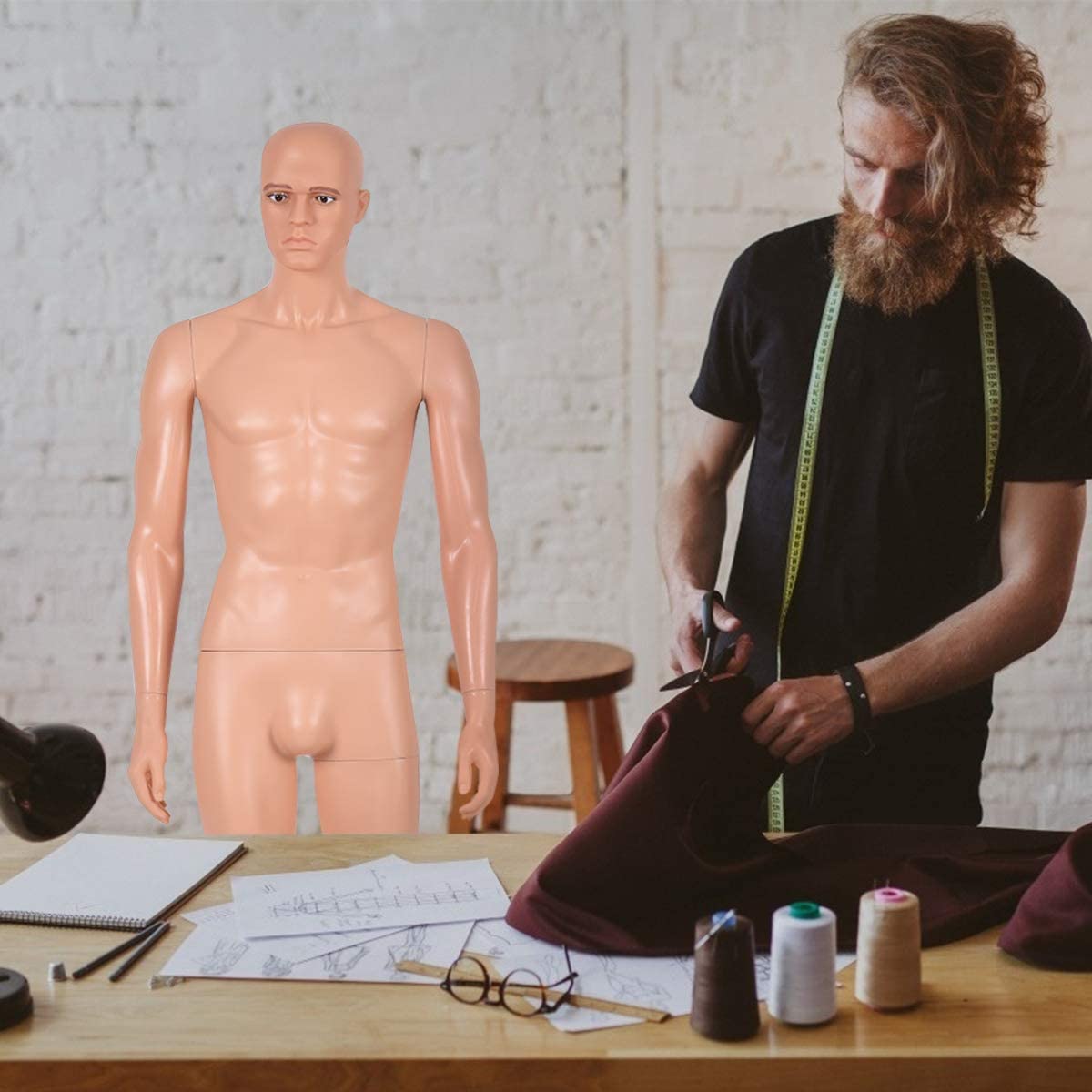 Giantex 6 Ft Male Mannequin, Adjustable Dress Mannequin Full Body w/Separated Fingers