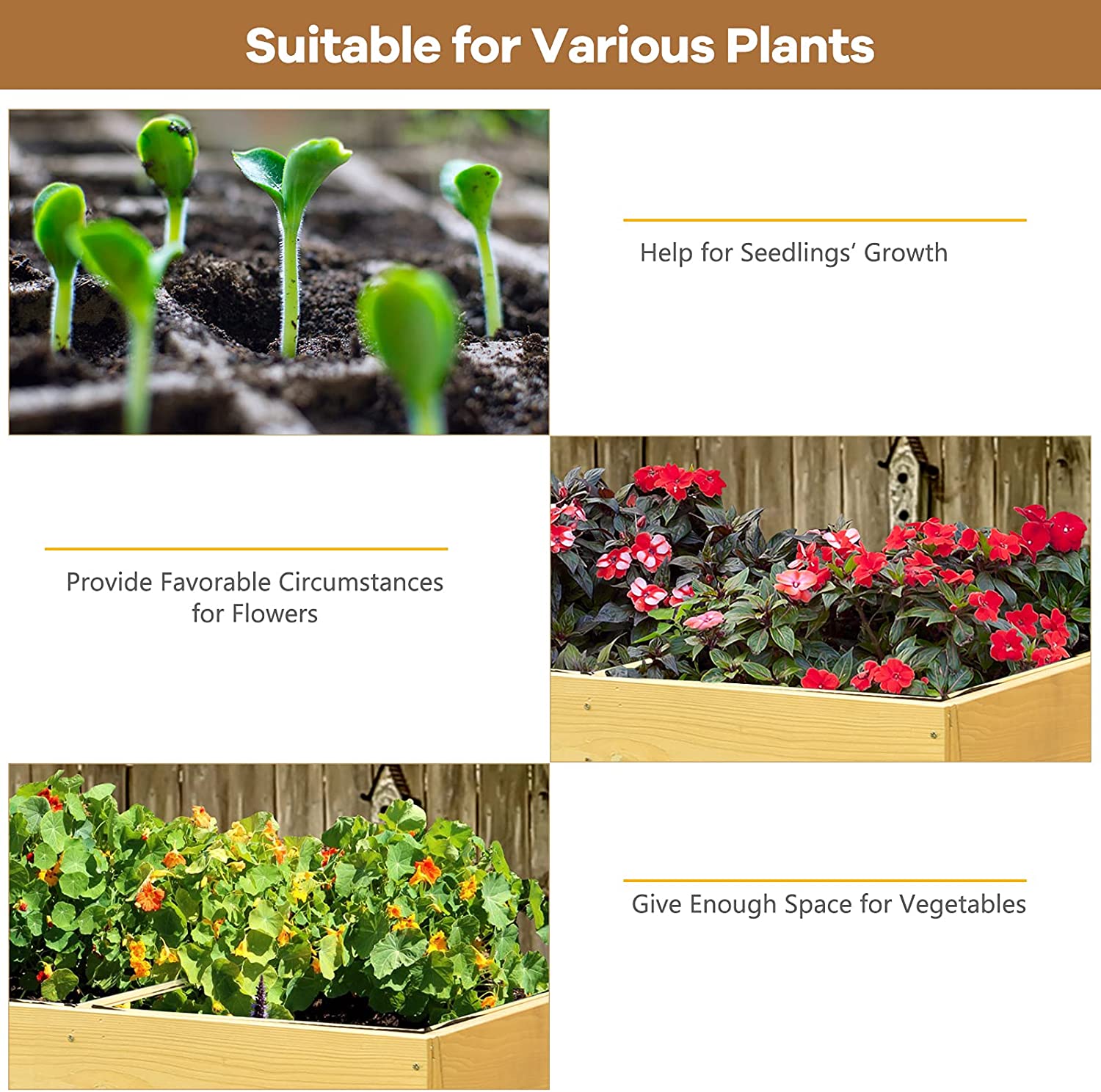 Raised Wooden Flower Planter (28" X 18" X 28.5")