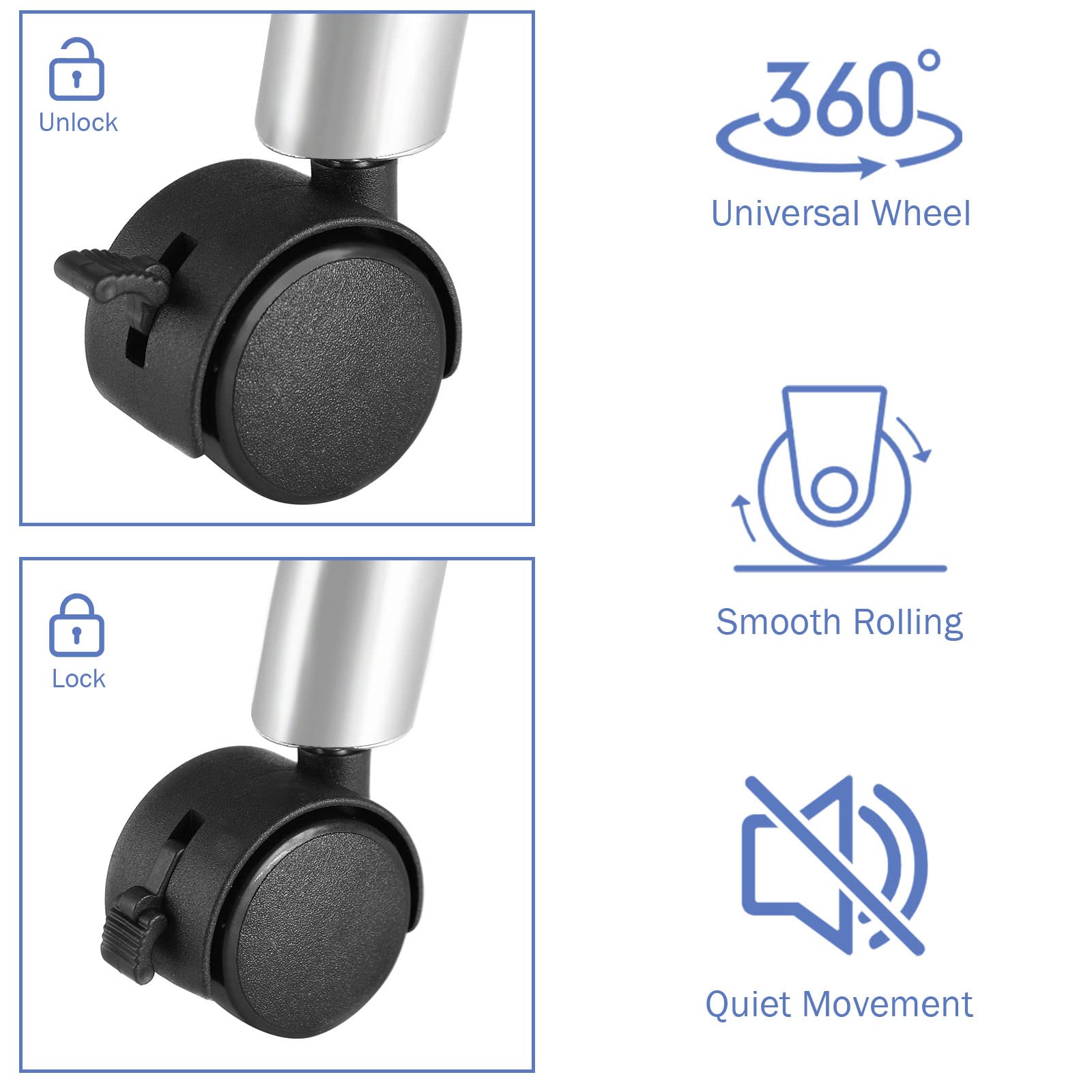 Foldable Nail Table Workstation with Lockable Wheels