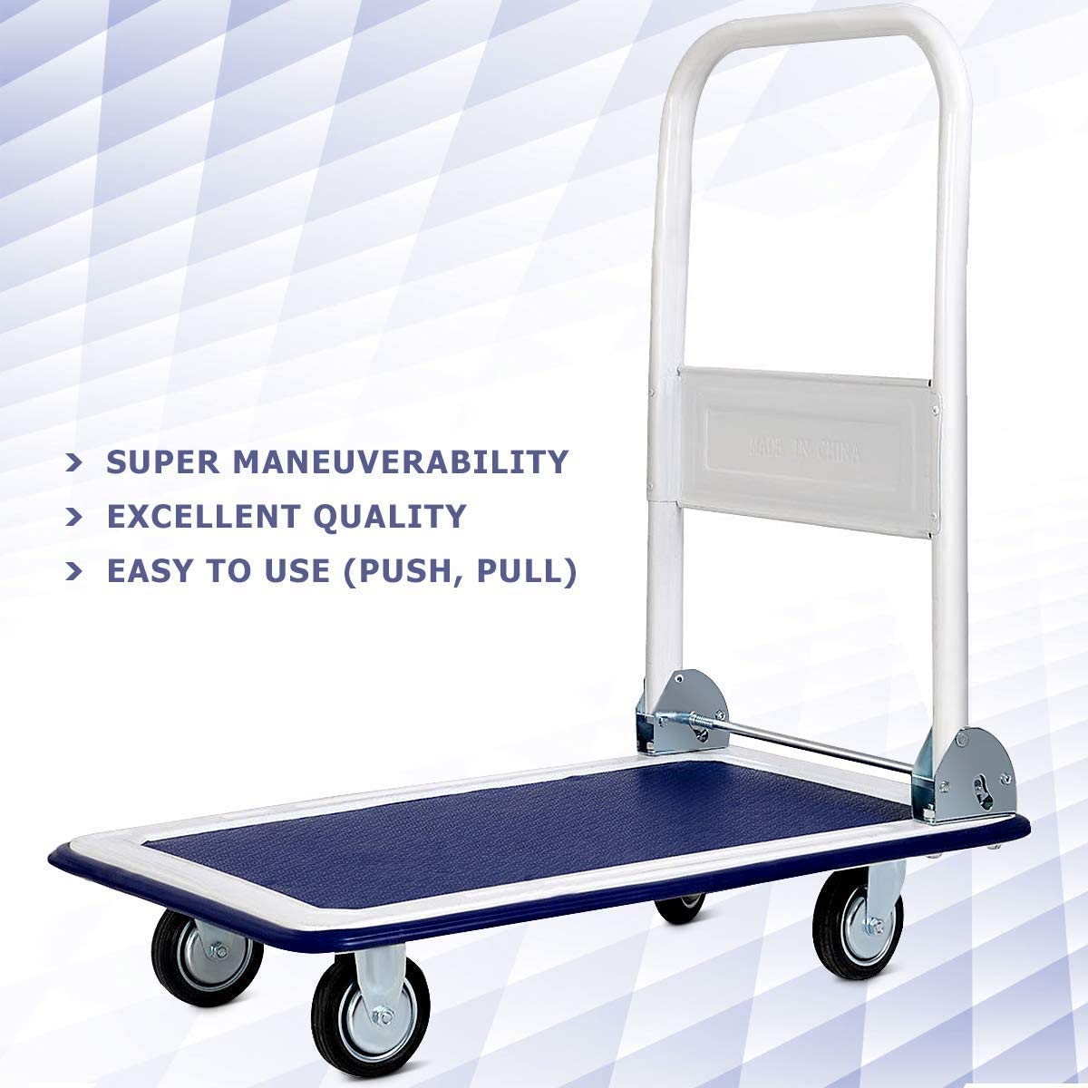 Giantex 10 Platform Cart Dolly Folding Foldable Moving Warehouse Push Hand Truck, 330lbs Weight Capacity, Blue