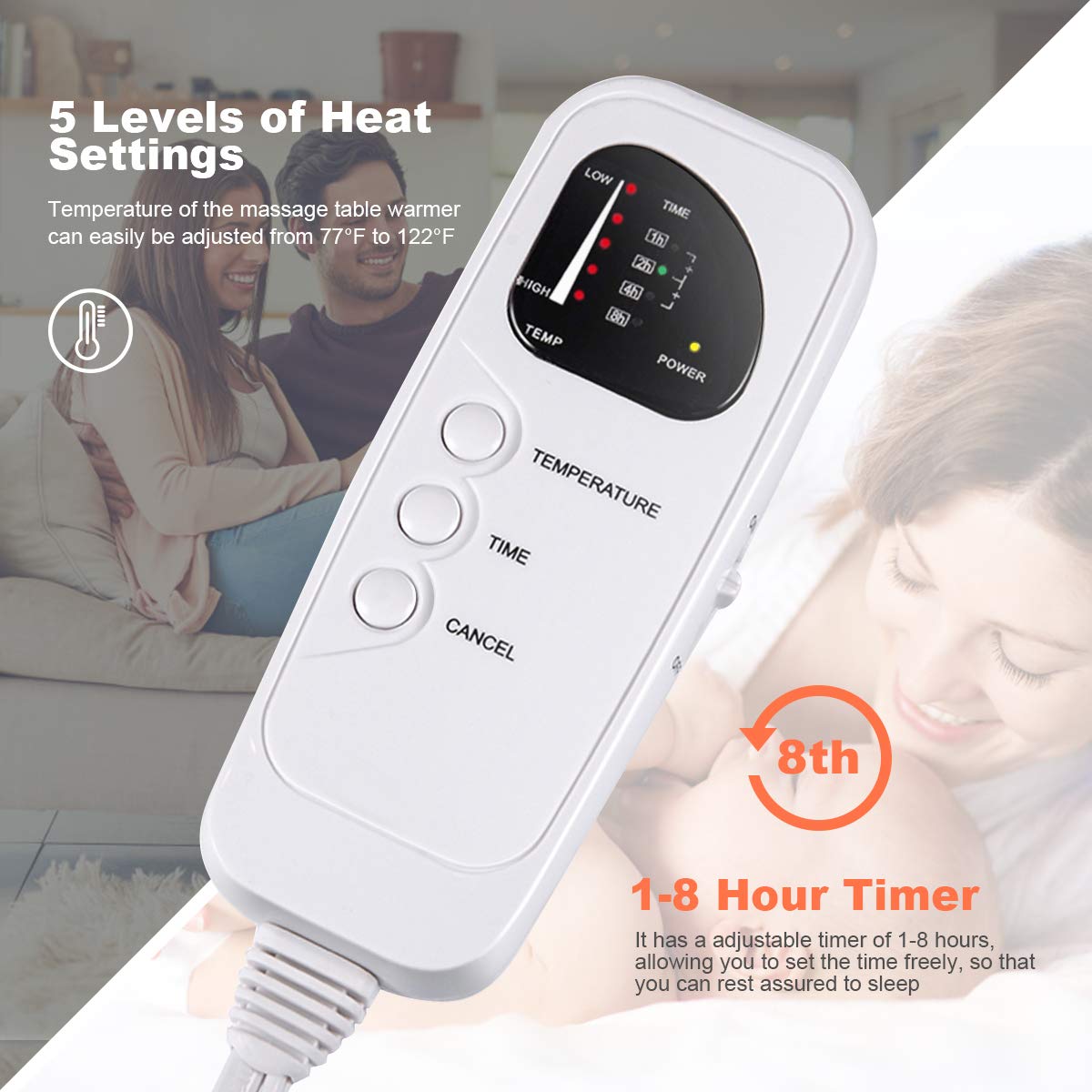 Giantex Spa Table Heating Pad with Digital Timer and Five Heat Settings, Auto Overheat Protection, Portable Electric Table Warmers