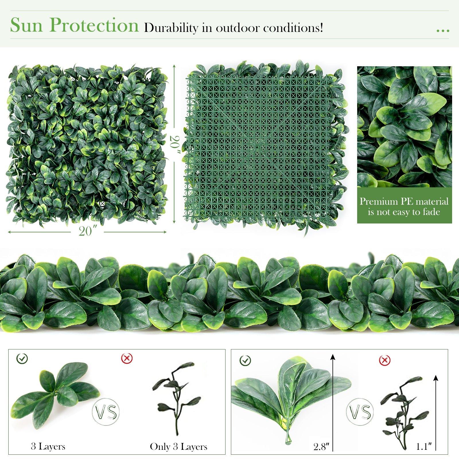 12PCS 20x20inch Artificial Boxwood Panels Garden Privacy Fence Screen