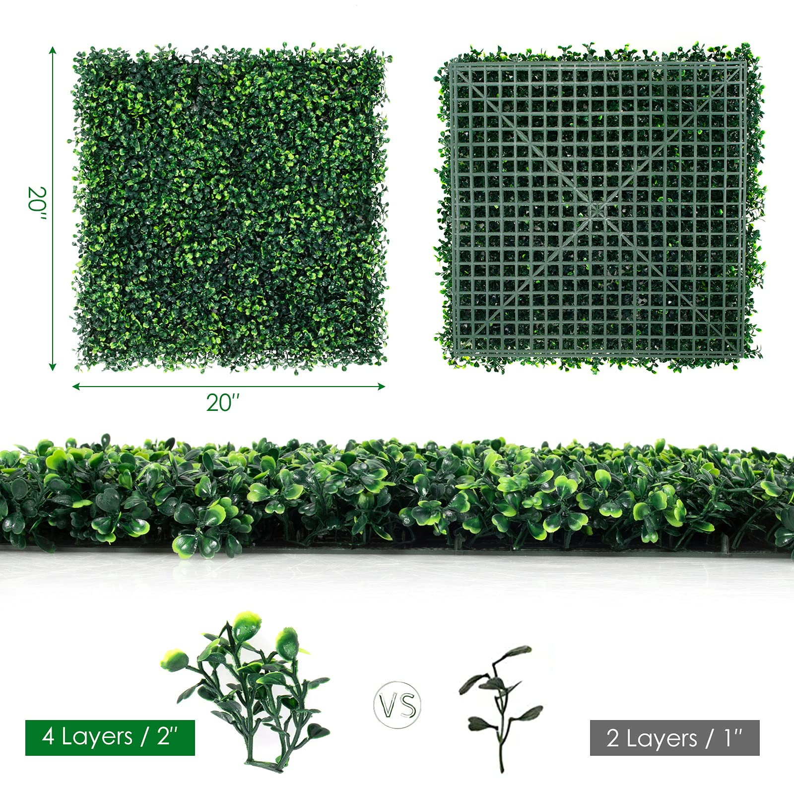 Giantex 12PCS 20x20inch Artificial Boxwood Panels