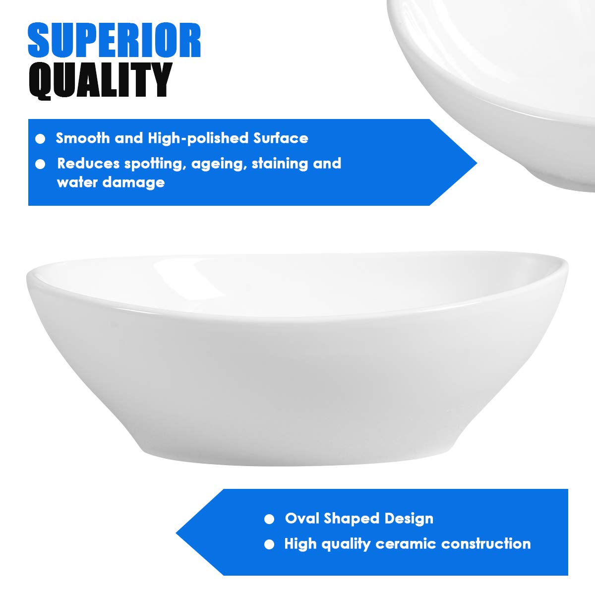 Giantex Vessel Sink 16x13 Inch Basin Porcelain W/Pop Up Drain Oval Bathroom Ceramic Sink Bowl