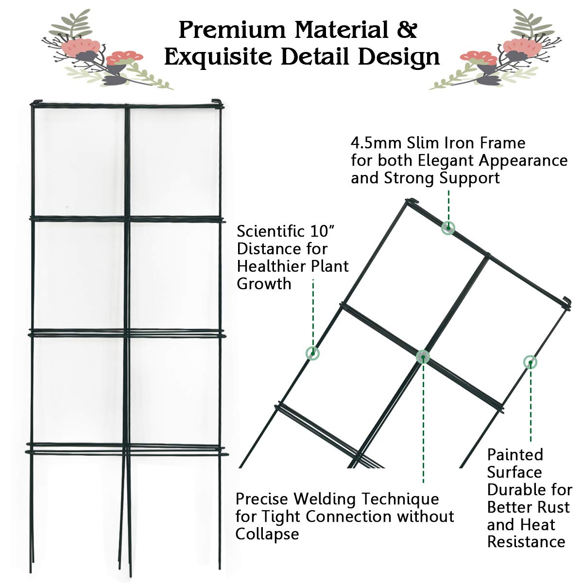 Giantex Pack of 4 Plant Cage Support, Tomato Stakes and Cages (16''Lx 16''Wx 39''H (4 Pieces))