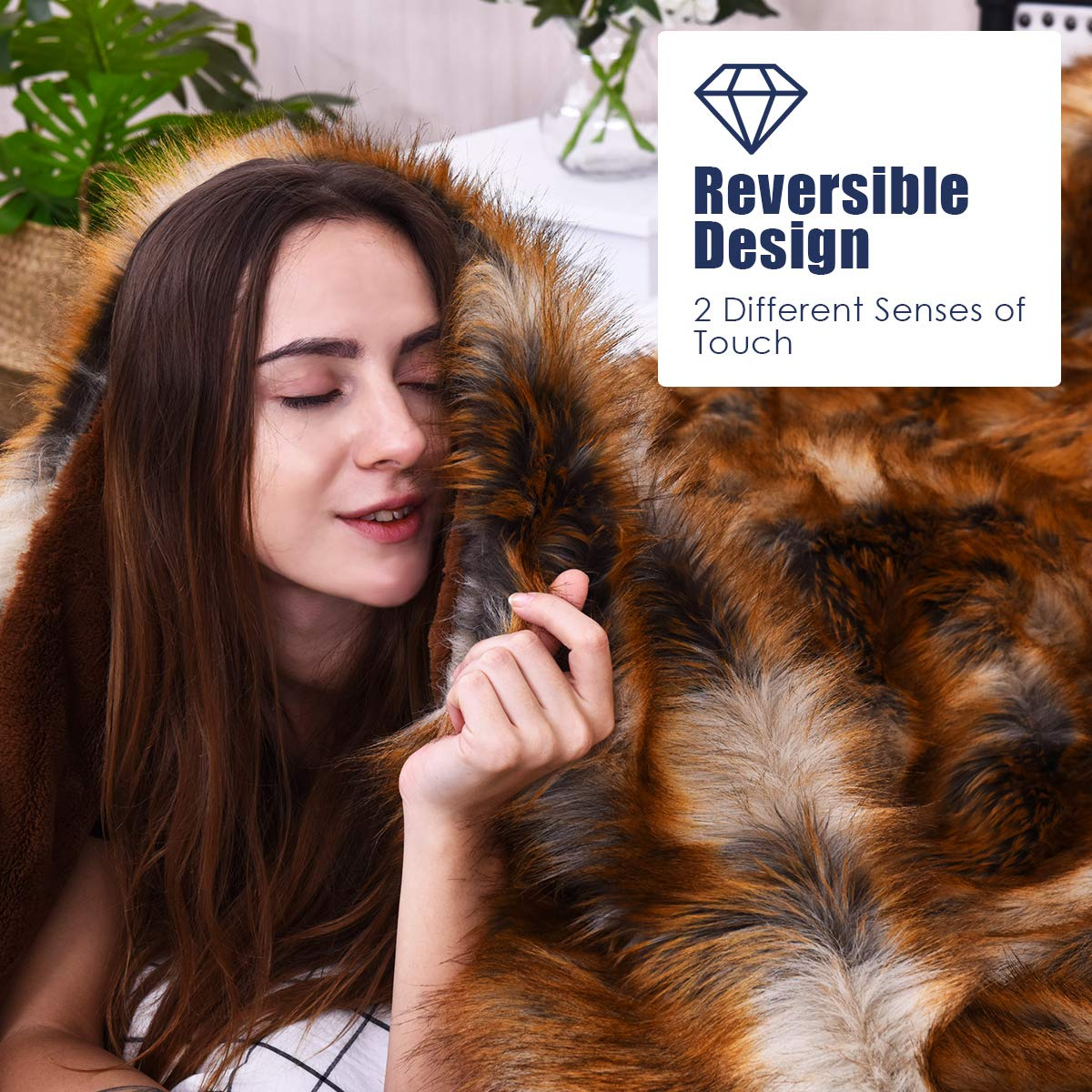 Faux Fur Throw Blanket, Ultra Soft Fuzzy Bed Blankets