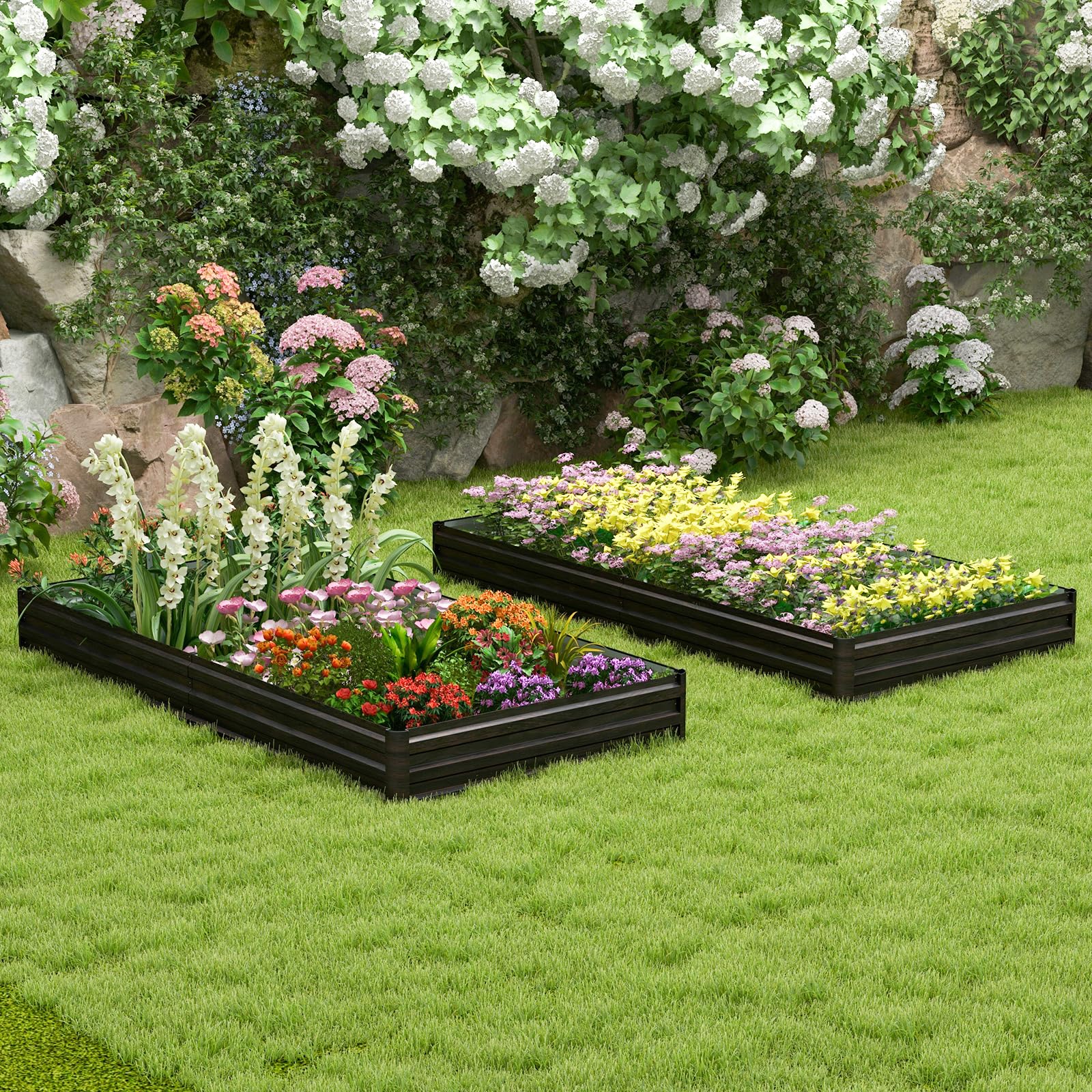 Giantex 8x4x1ft Metal Raised Garden Bed, Planter Box with Protective Edges