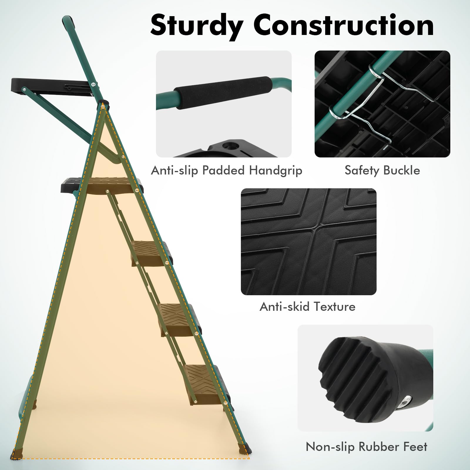 Giantex 4 Step Ladder with Utility Tray, Folding Step Stool with Anti-Slip Footpads