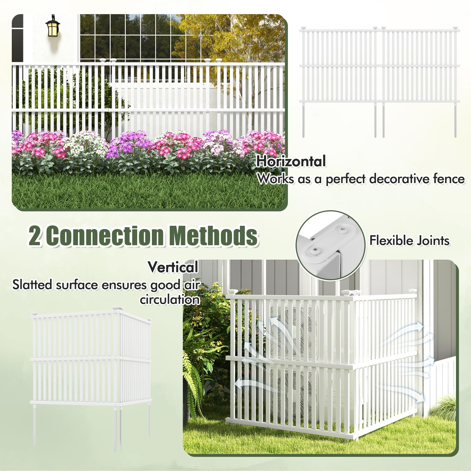 Giantex Air Conditioner Fence 2/4 Panels - 45''W x 45''H Outdoor Fence Privacy Screen with Metal Stakes