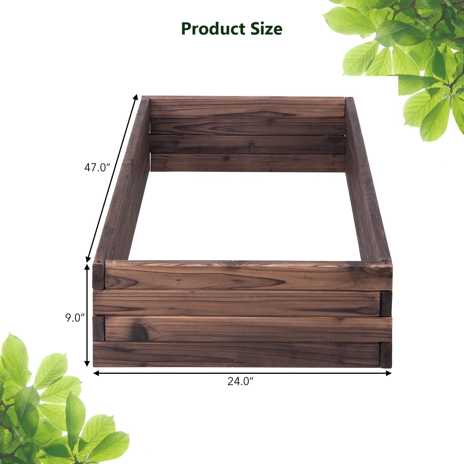 Rectangular Planter for Patio and Lawn 47'' L x 24'' W x 9'' H, (Brown)
