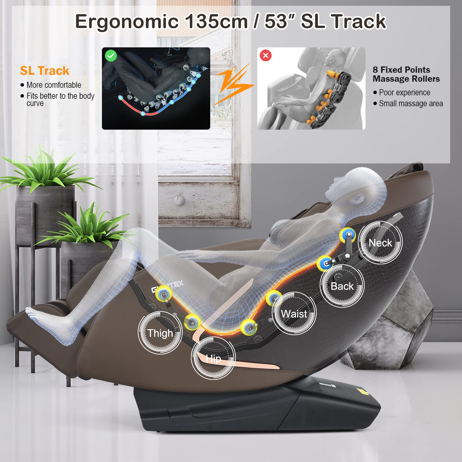 Giantex Full Body Massage Chair, Zero Gravity Recliner Chair on Wheels