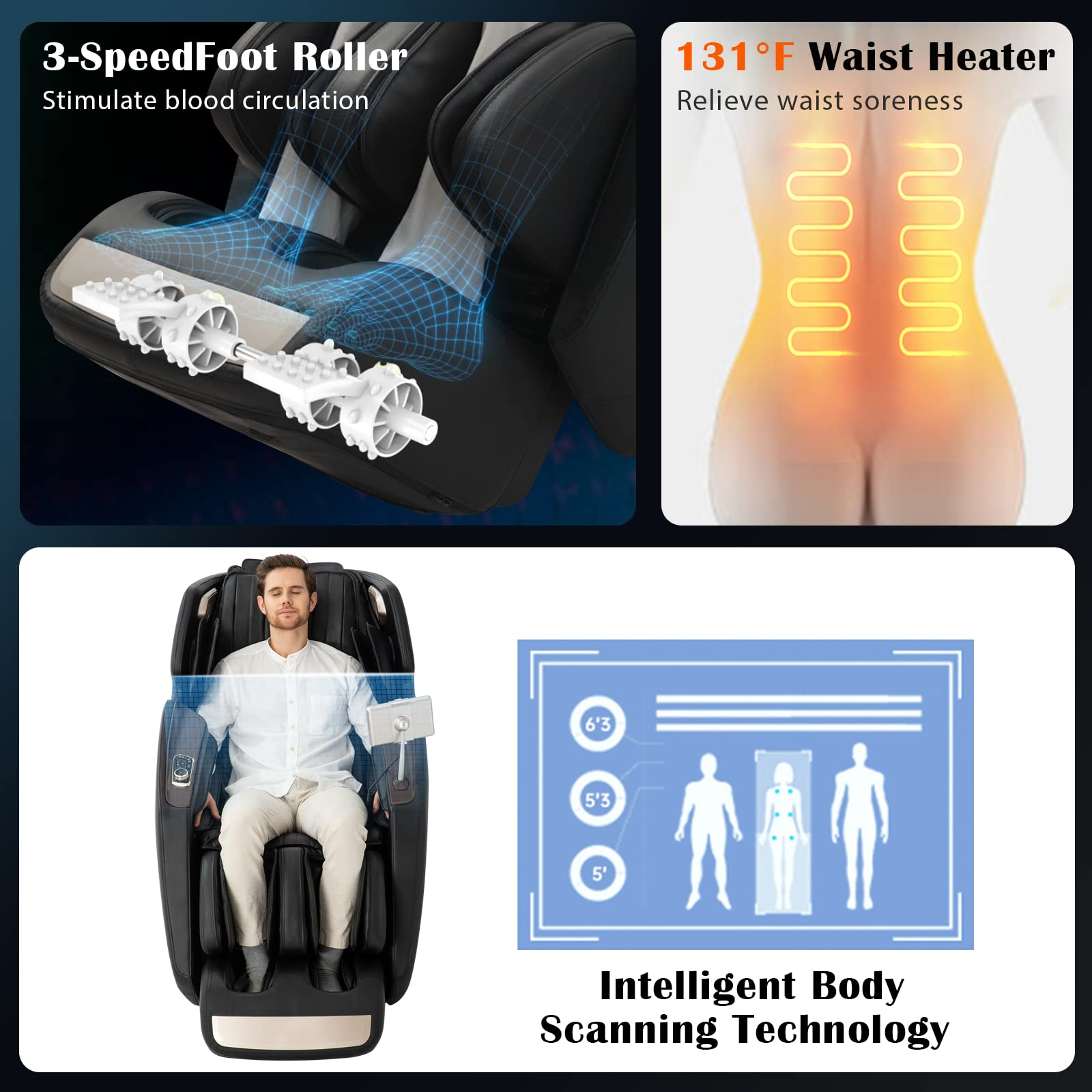 Giantex 3D Full Body Massage Chair, Zero-Gravity Massage Recliner Chair w/ 7'' Touch Screen & SL Track
