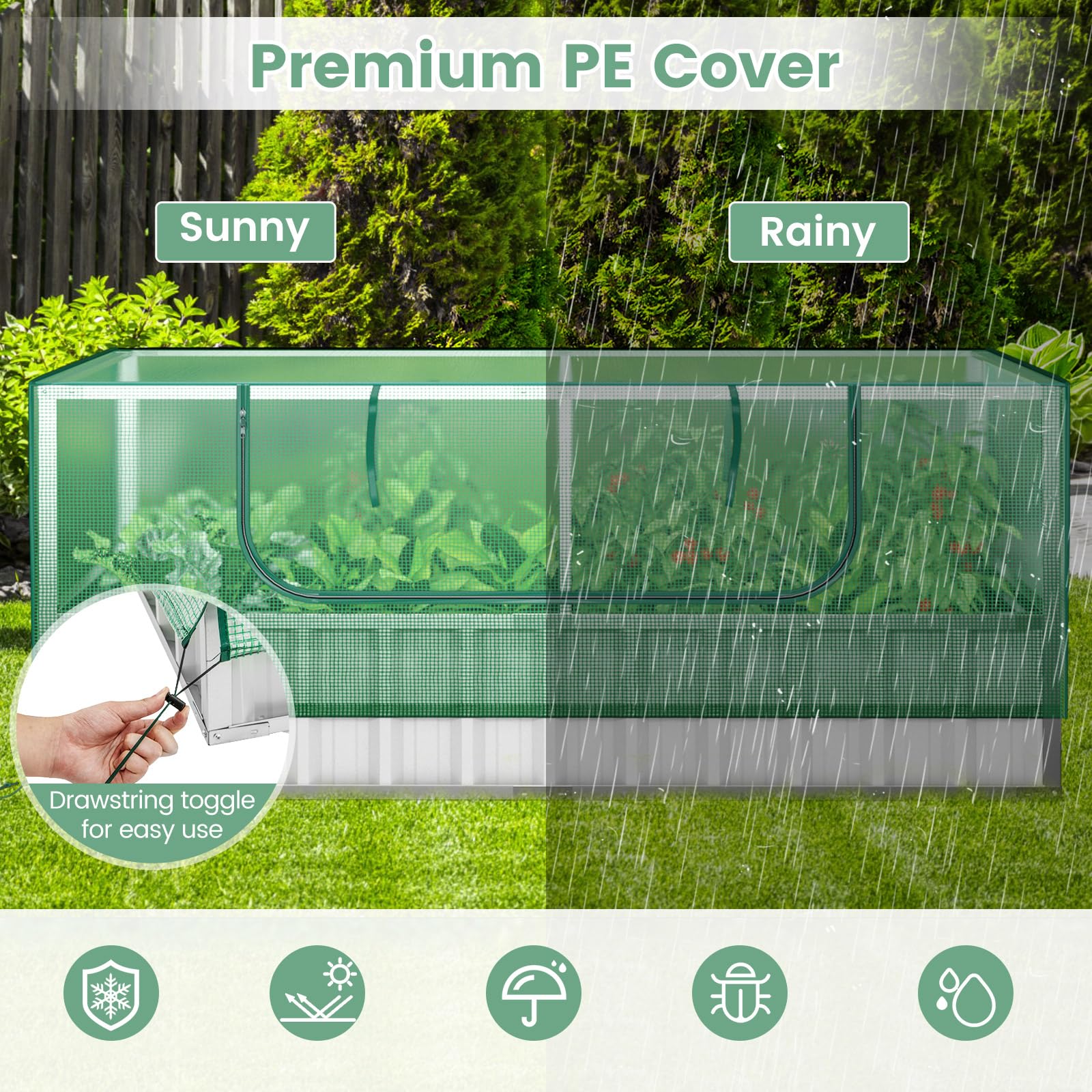 Giantex 69”x36”x28” Raised Garden Bed with Cover, 16.5 Cu.Ft Galvanized Steel Planter Box Kit