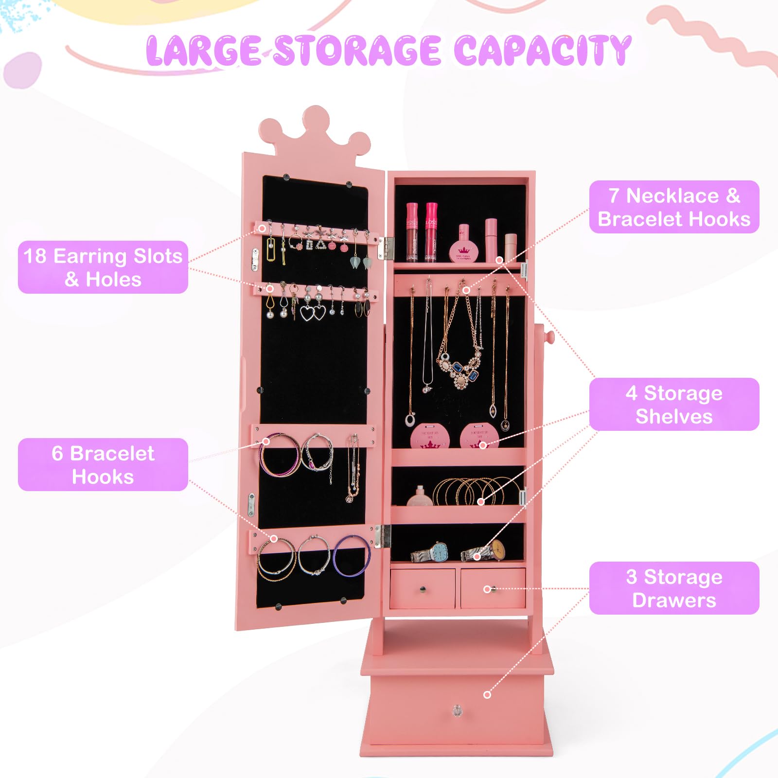 CHARMAID Jewelry Armoire Cabinet for Kids