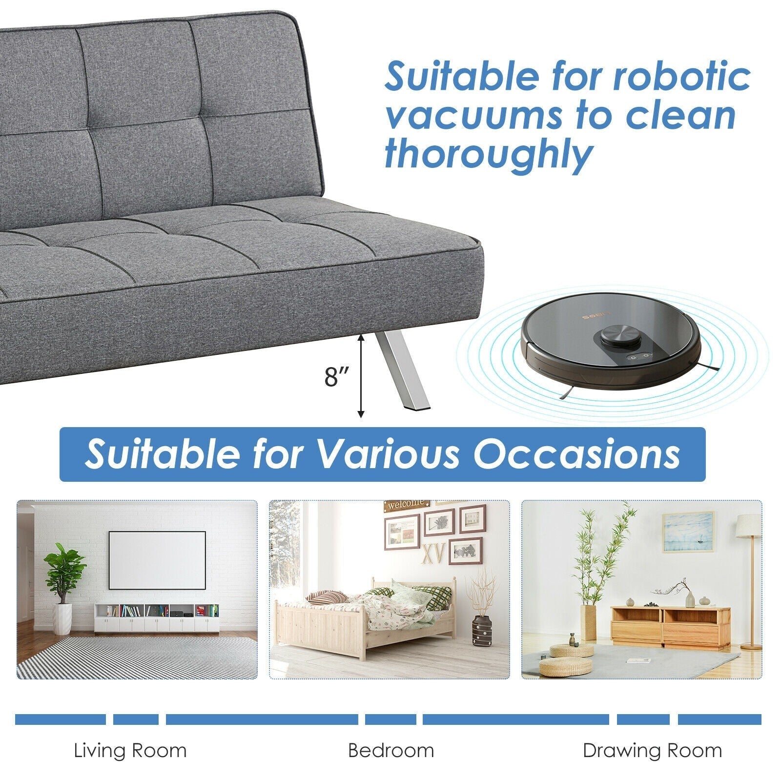 Giantex 3-Seat Convertible Sofa Bed, Sofa Bed w/ 3 Adjustable Angles