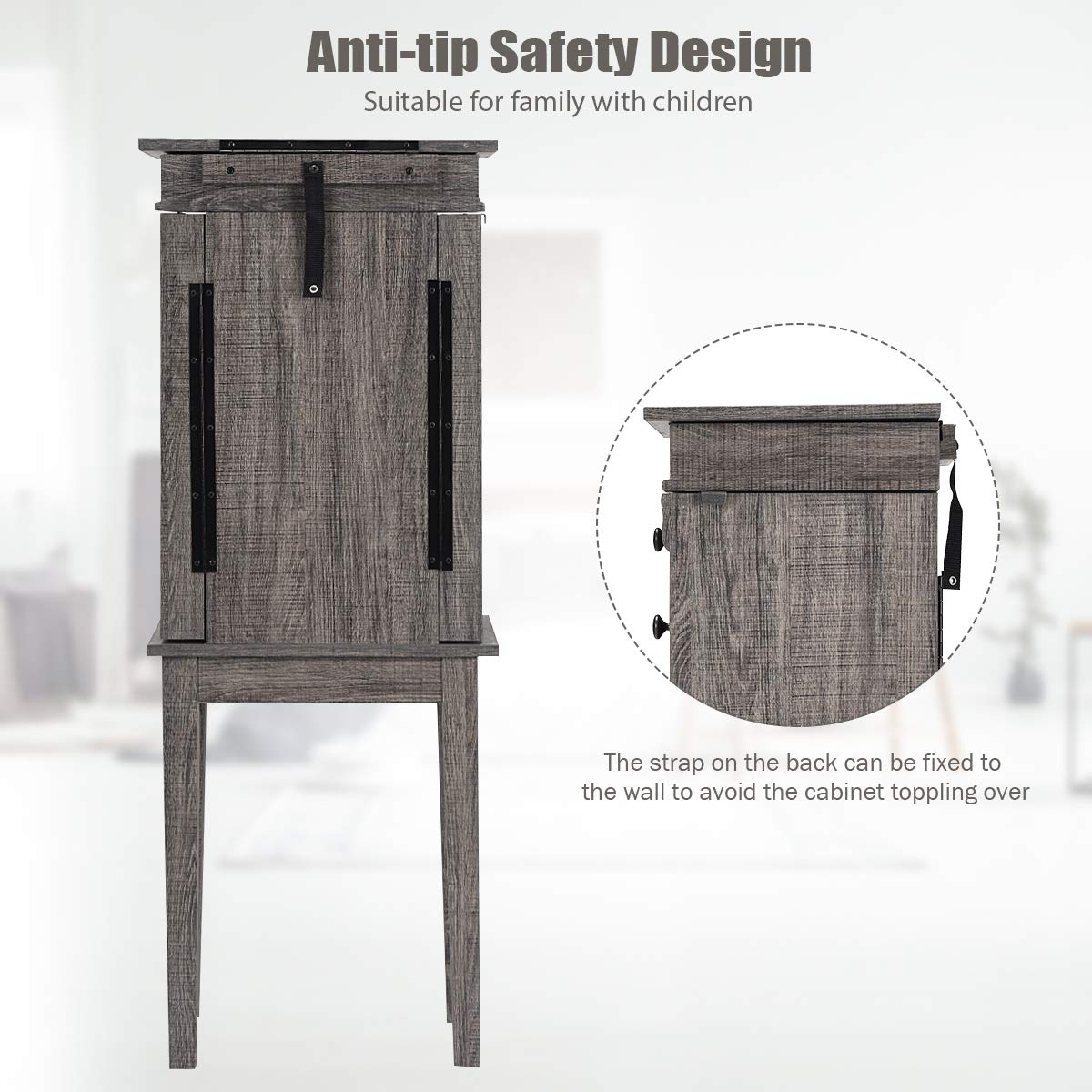 CHARMAID Jewelry Cabinet Armoire with 5 Drawers